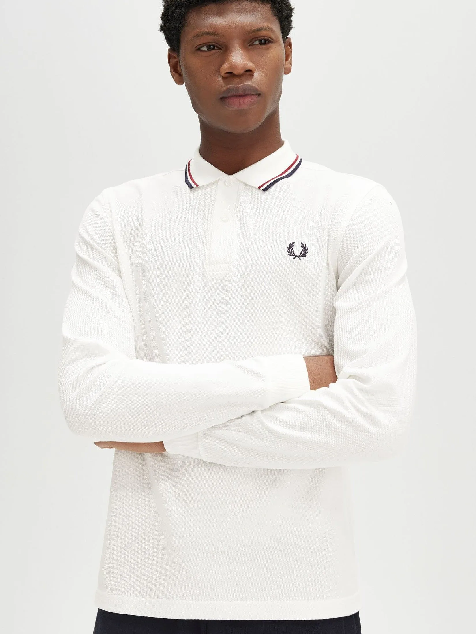 FRED PERRY Men LS TWIN TIPPED SHIRT           White