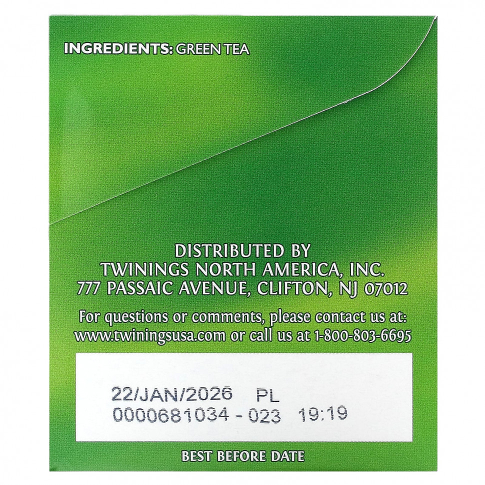 Twinings, Зеленый чай, 25 чайных пакетиков, 50 г (1,76 унции)