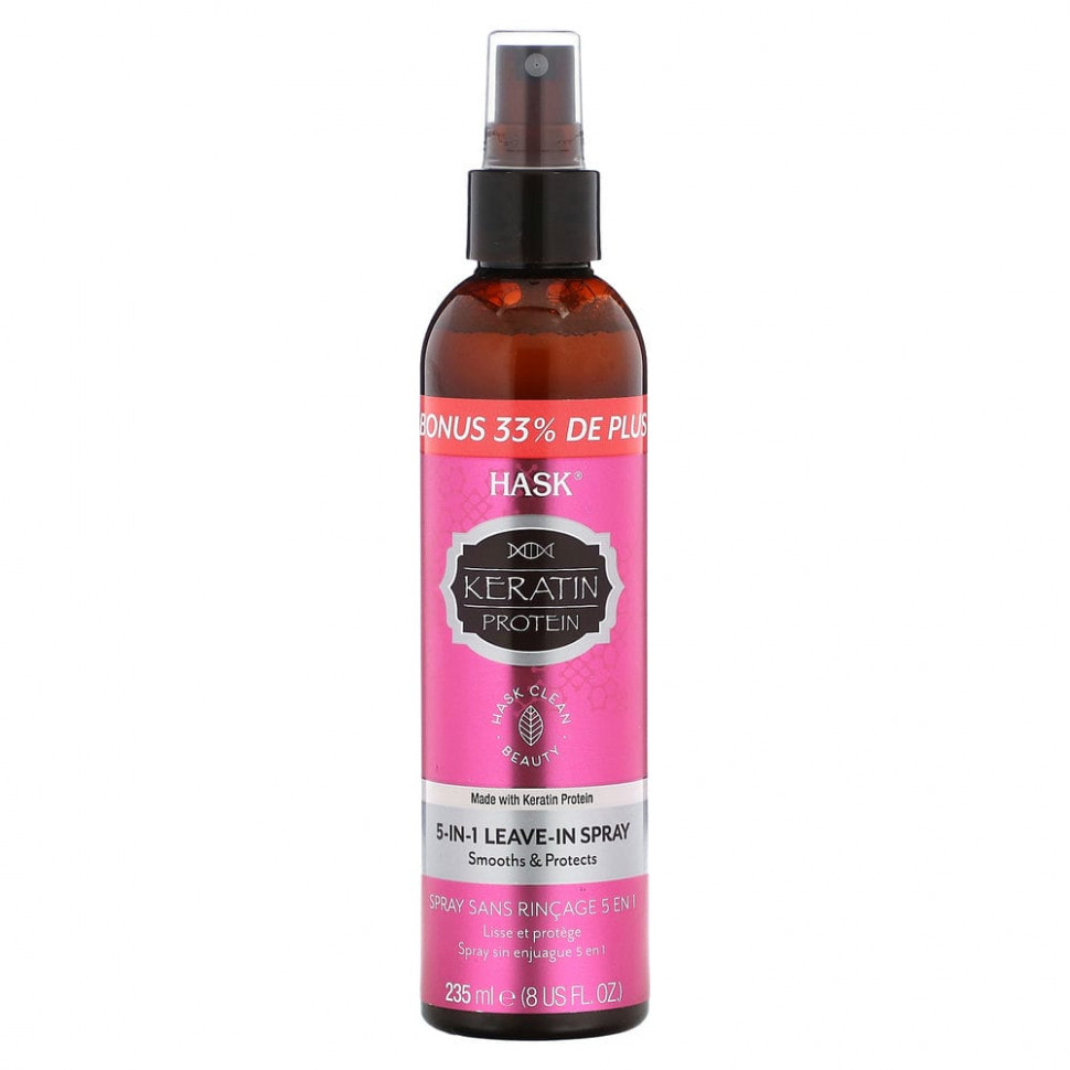 Hask Beauty, Keratin Protein, несмываемый спрей 5 в 1, 235 мл (8 жидк. Унций)