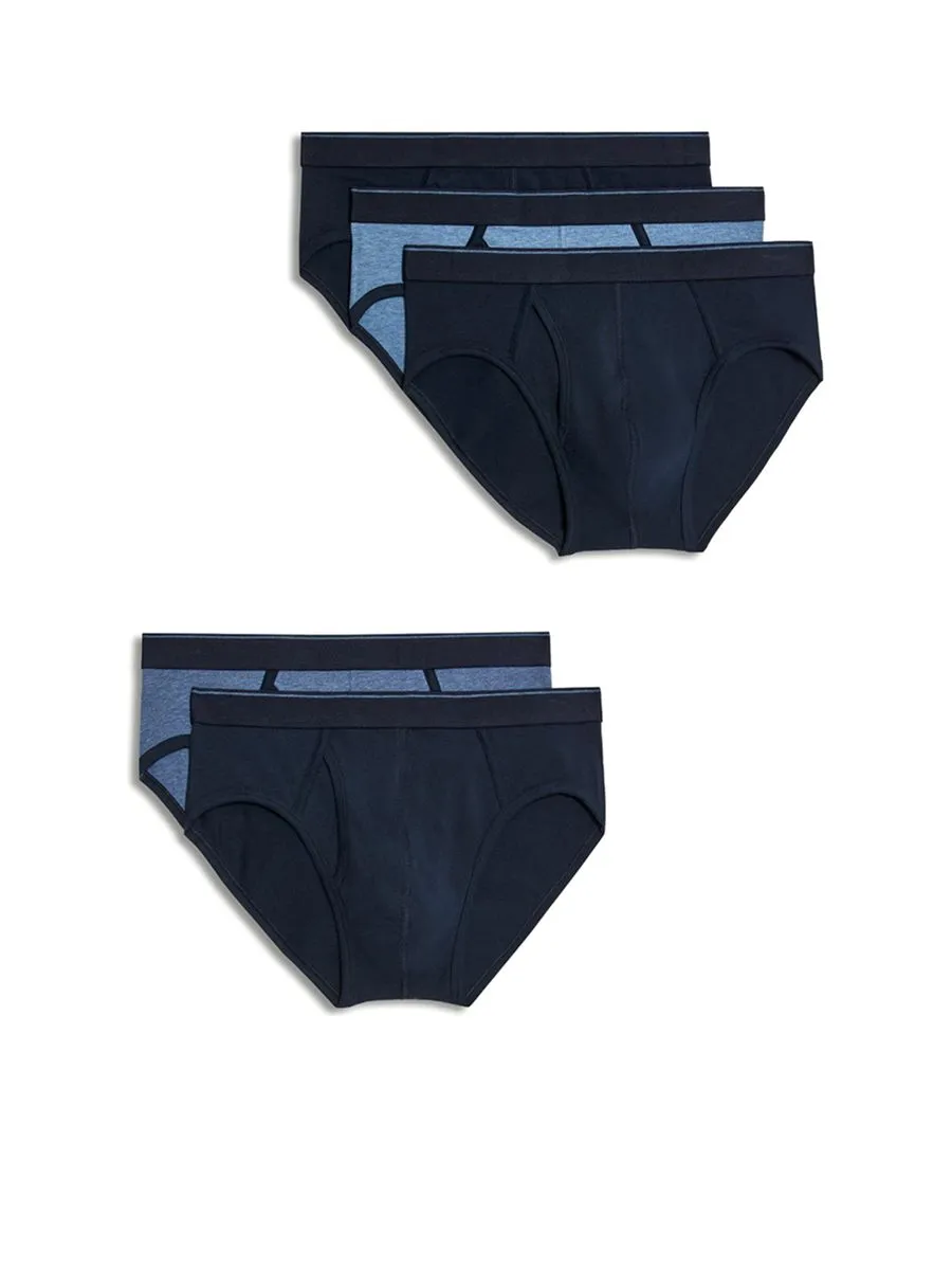 MARKS & SPENCER Men Briefs Pack Cotton Stretch Cool & Fresh 5 pcs Denim Mix