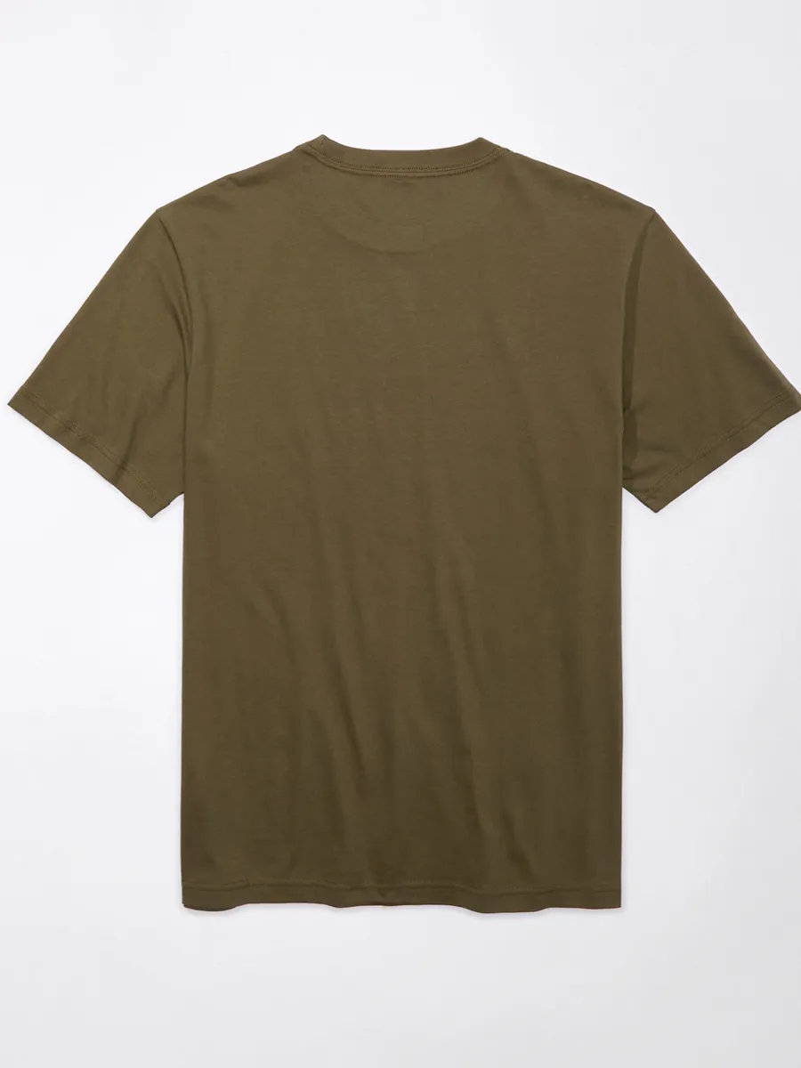 AMERICAN EAGLE MEN G SS CORE BRAND SET IN TEE- PC DYE + SERIOUSLY SOFT WASH 309 OLIVE