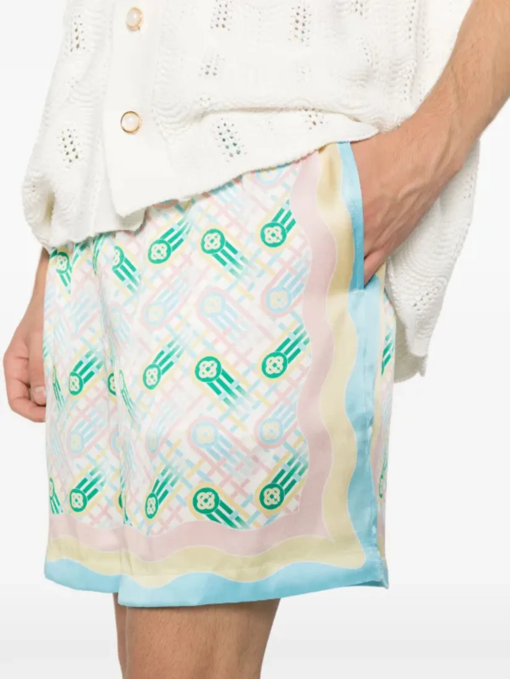 CASABLANCA SILK SHORTS WITH DRAWSTRINGS IN PING PONG PRINT
