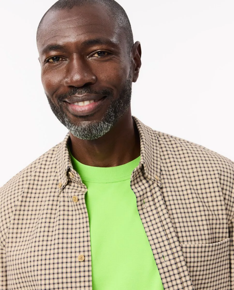 LACOSTE Regular Fit Plaid Overshirt Beige