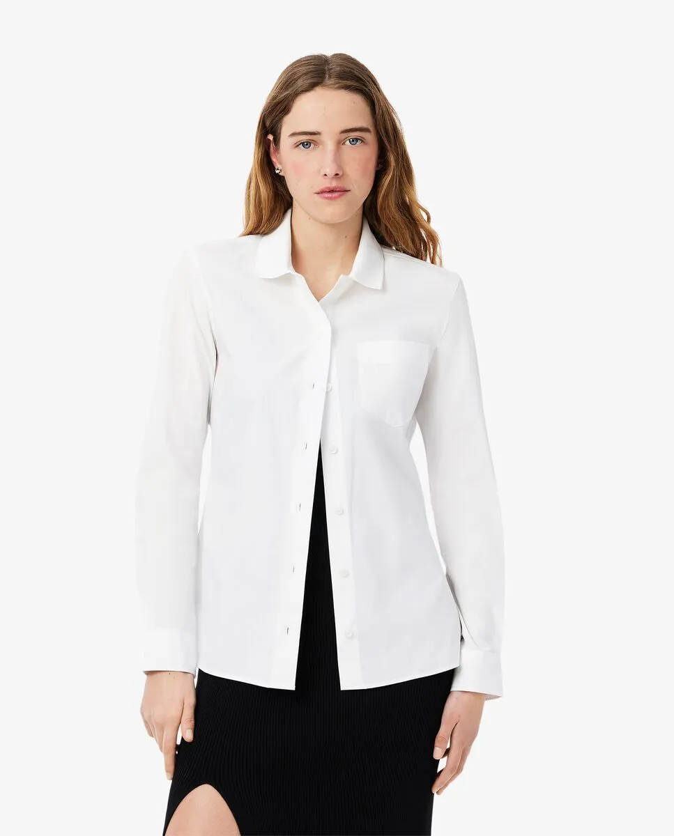 LACOSTE Slim Fit Stretch Poplin Shirt White Size - 36 EU