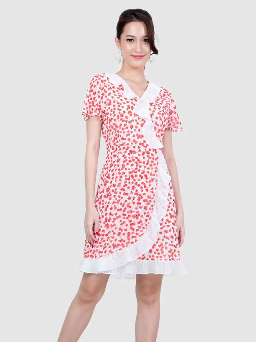 AMILA Women Dress Chiffon Poeme Red