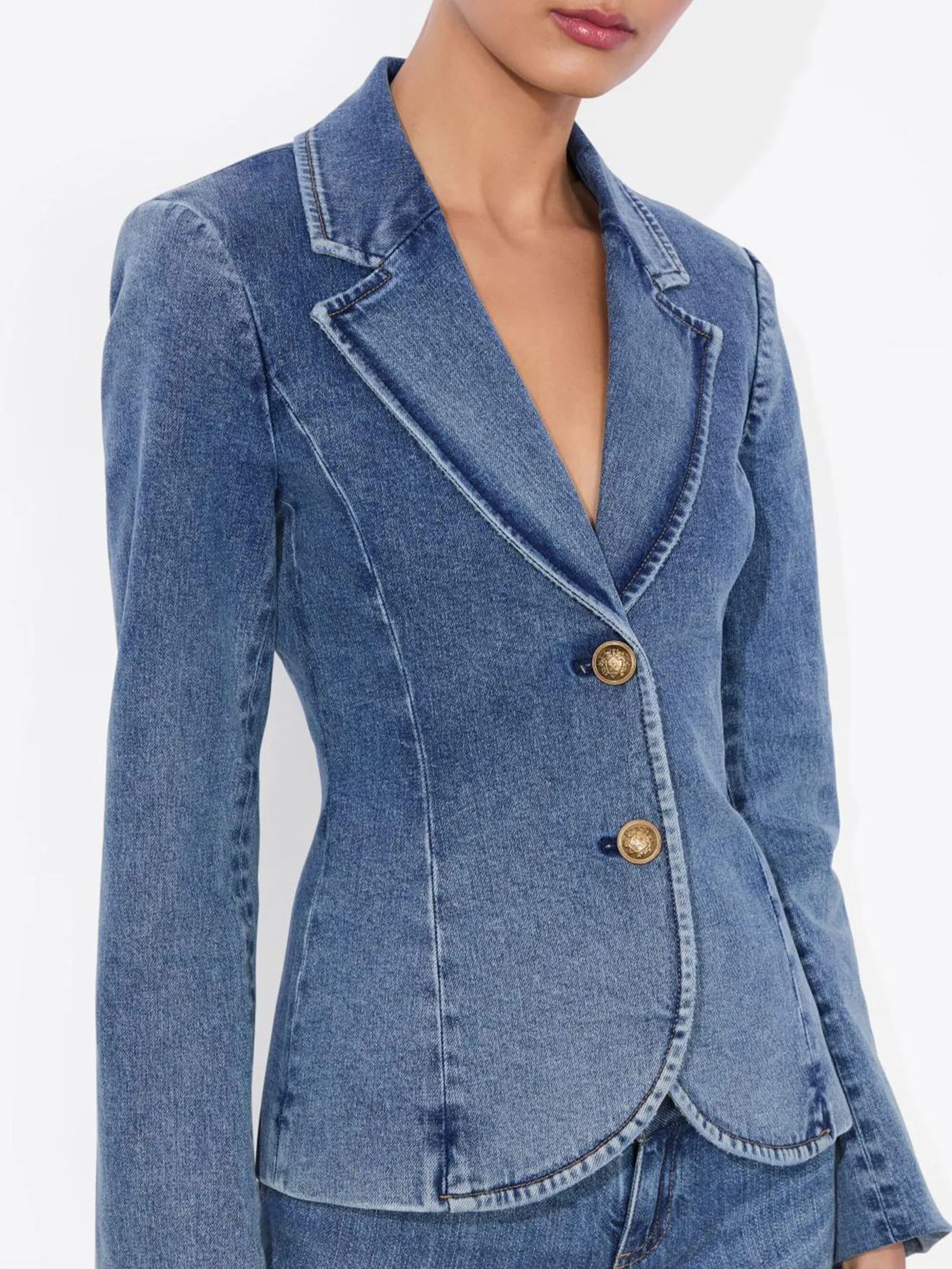 ALICE AND OLIVIA Women Blazer Sculpted Iana Denim Blue