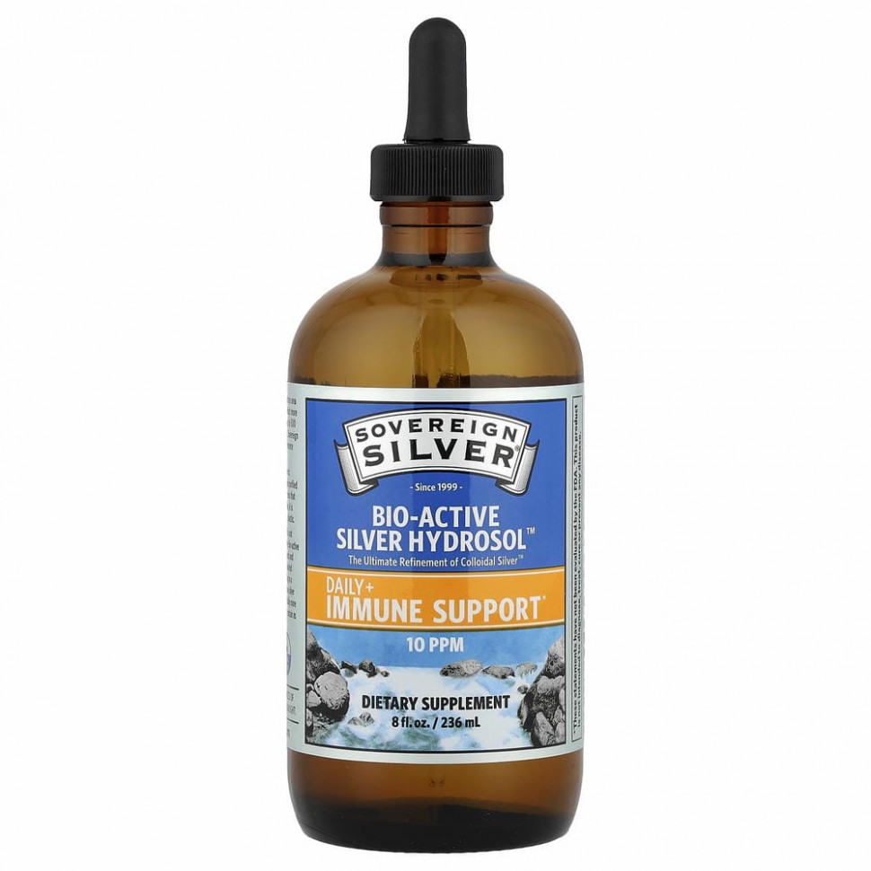 Sovereign Silver, Bio-Active Silver Hydrosol с дозатором-пипеткой, ежедневная и иммунная поддержка, 10 част./млн, 236 мл (8 жидк. унций)
