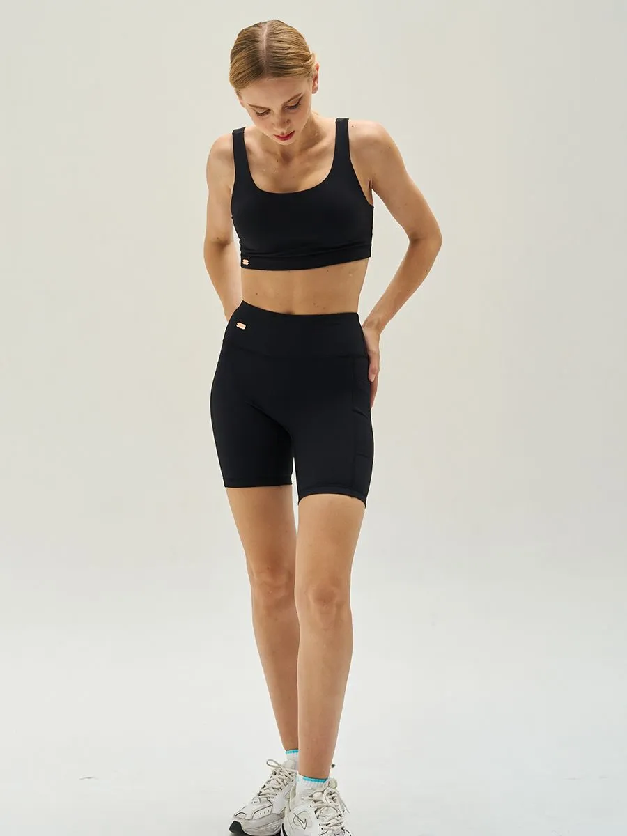 NAPIYONG WOMEN AKI RIBBED SPORTS BRA IN ฺBLACK