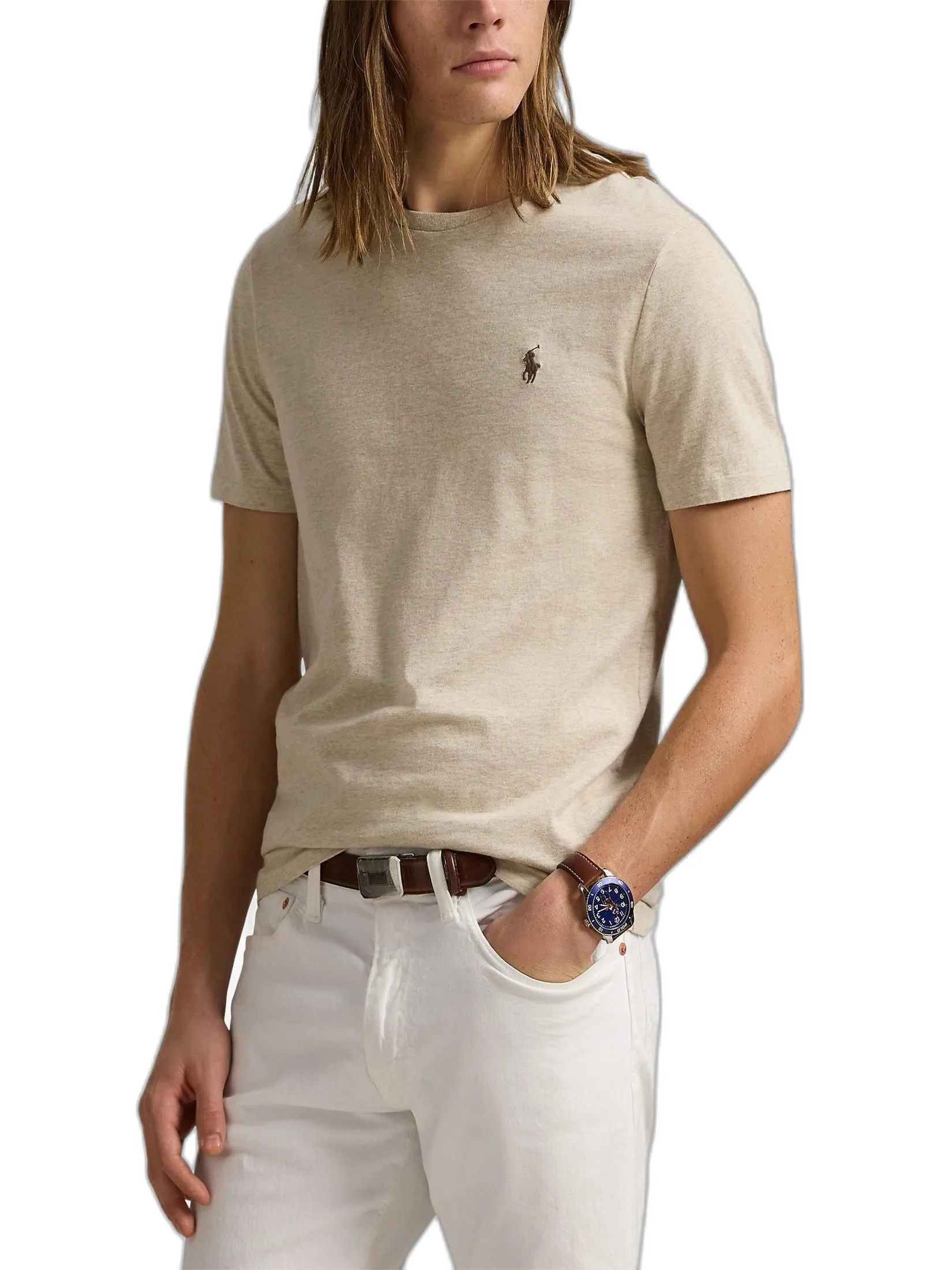 POLO RALPH LAUREN TEE-Custom Slim Fit Jersey Crewneck T-Shirt MNPOTSH1N820754 020 GREY