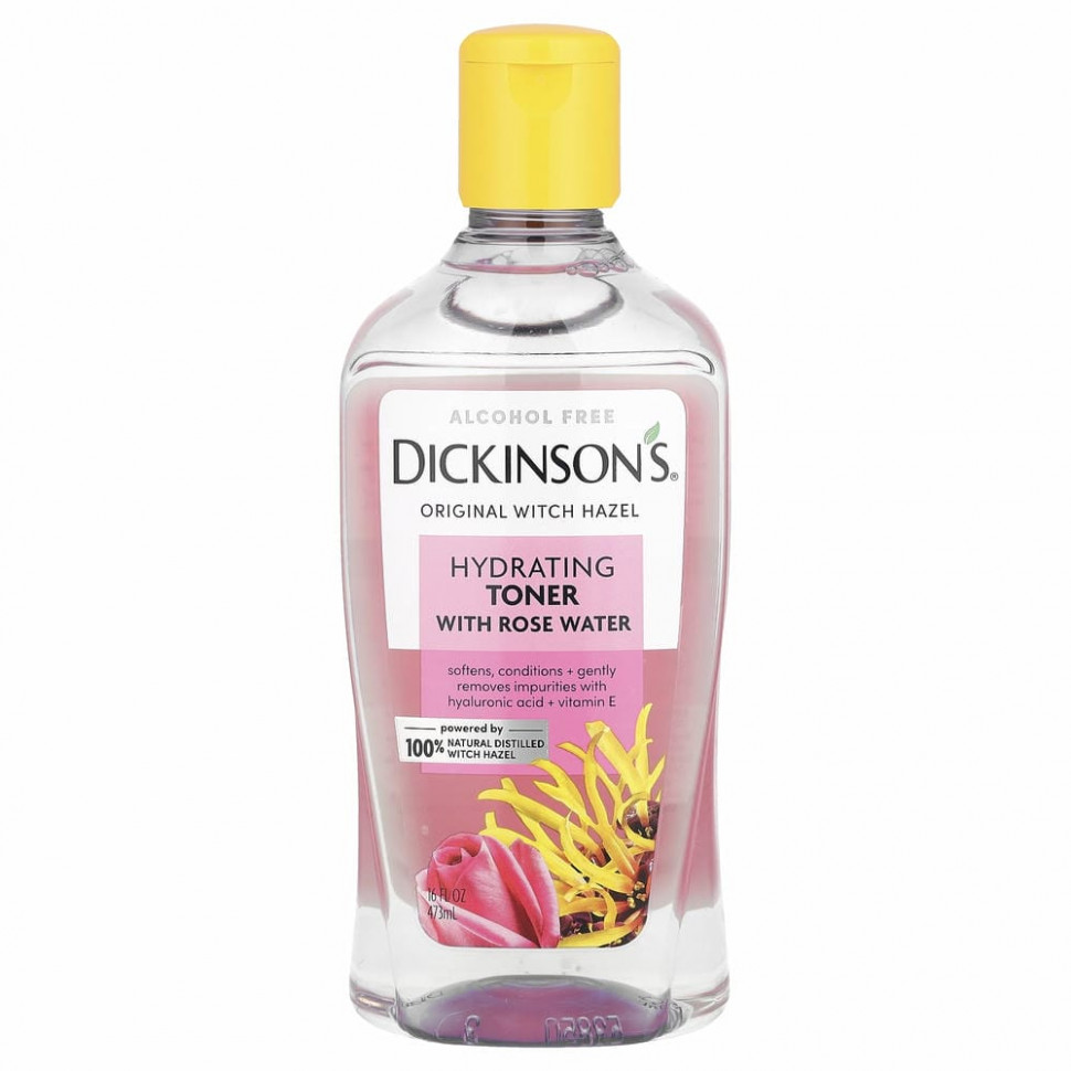 Dickinson Brands, улучшенная формула гамамелиса, увлажняющий тоник с розовой водой, без спирта, 473 мл (16 жидк. унций)
