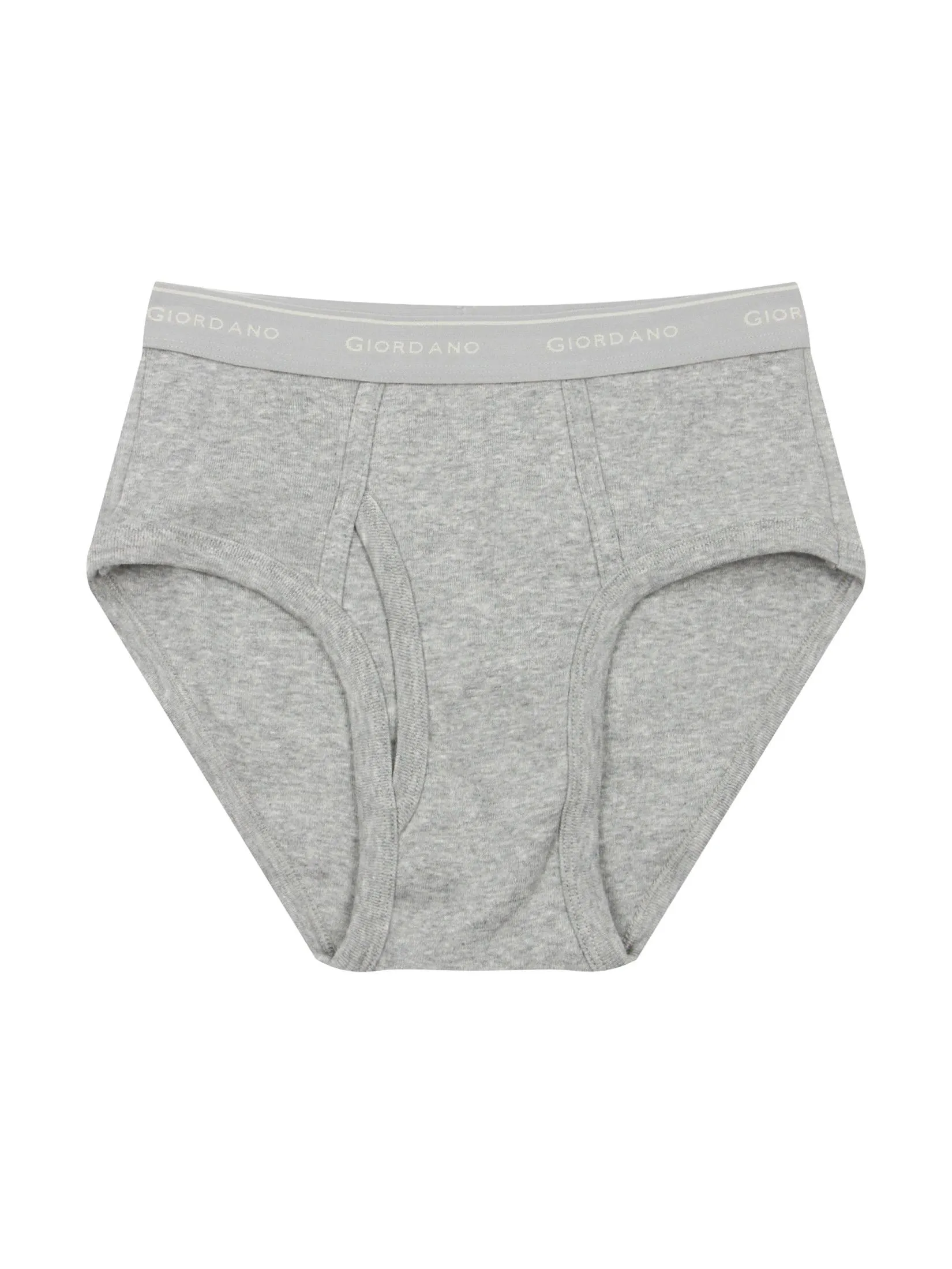 GIORDANO Men's Cotton Plain Classic Briefs (6-Pieces) Black/Grey