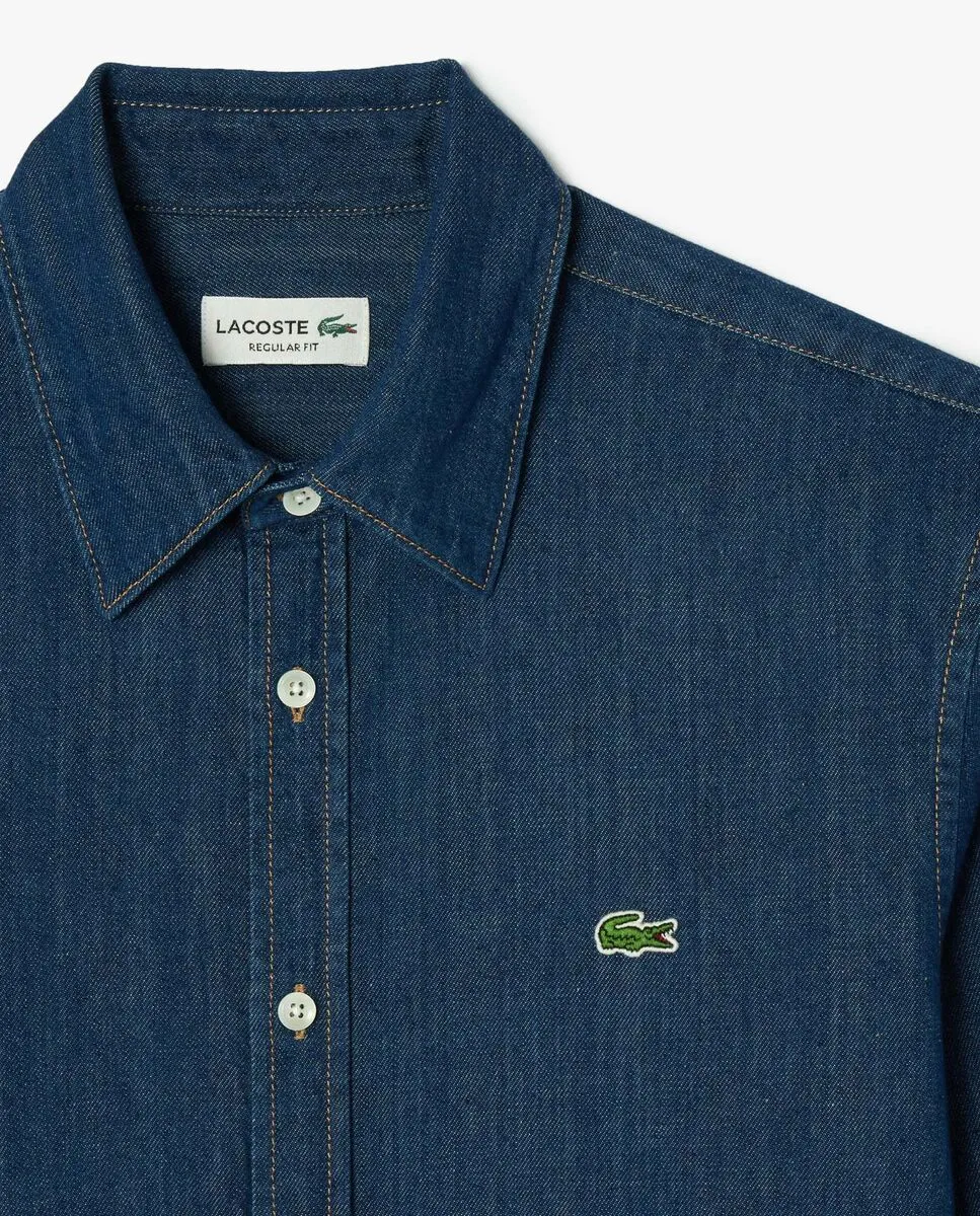 LACOSTE Lightweight Denim Regular Fit Shirt Grey