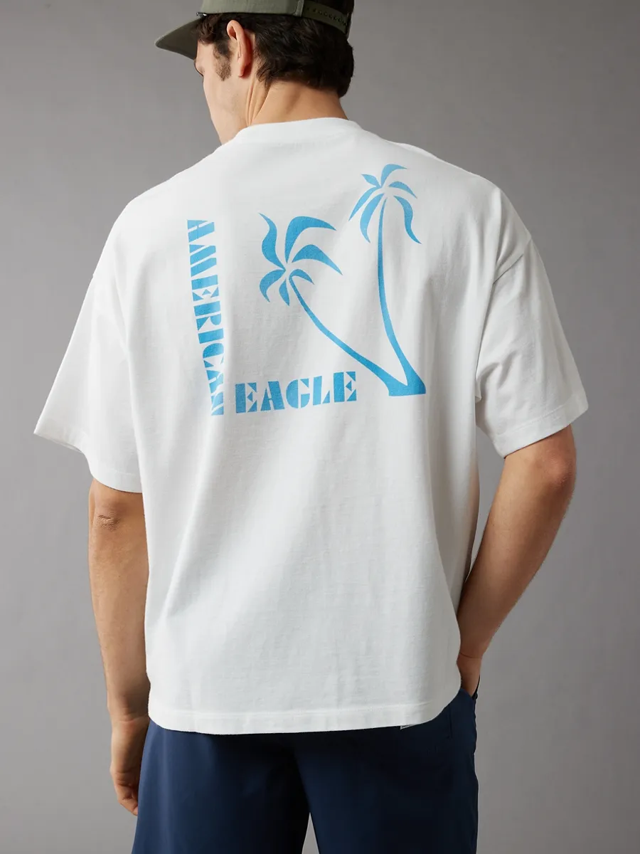 AMERICAN EAGLE MEN G - OVERSIZED PKT SET IN TEE -  PCDYE + SERIOUSLY SOFT WASH 100 WHITE