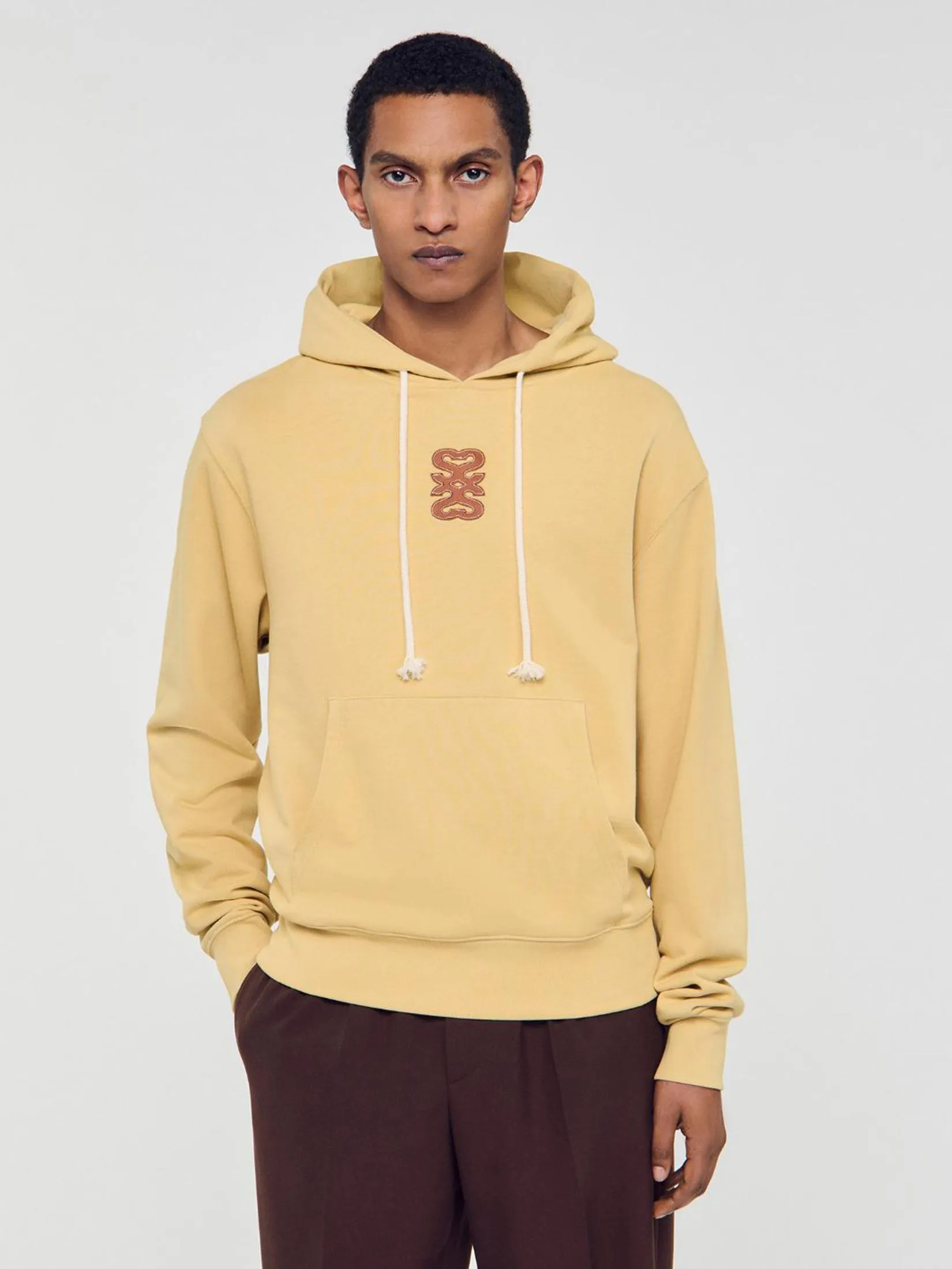 SANDRO Leather Patch Sweatshirt