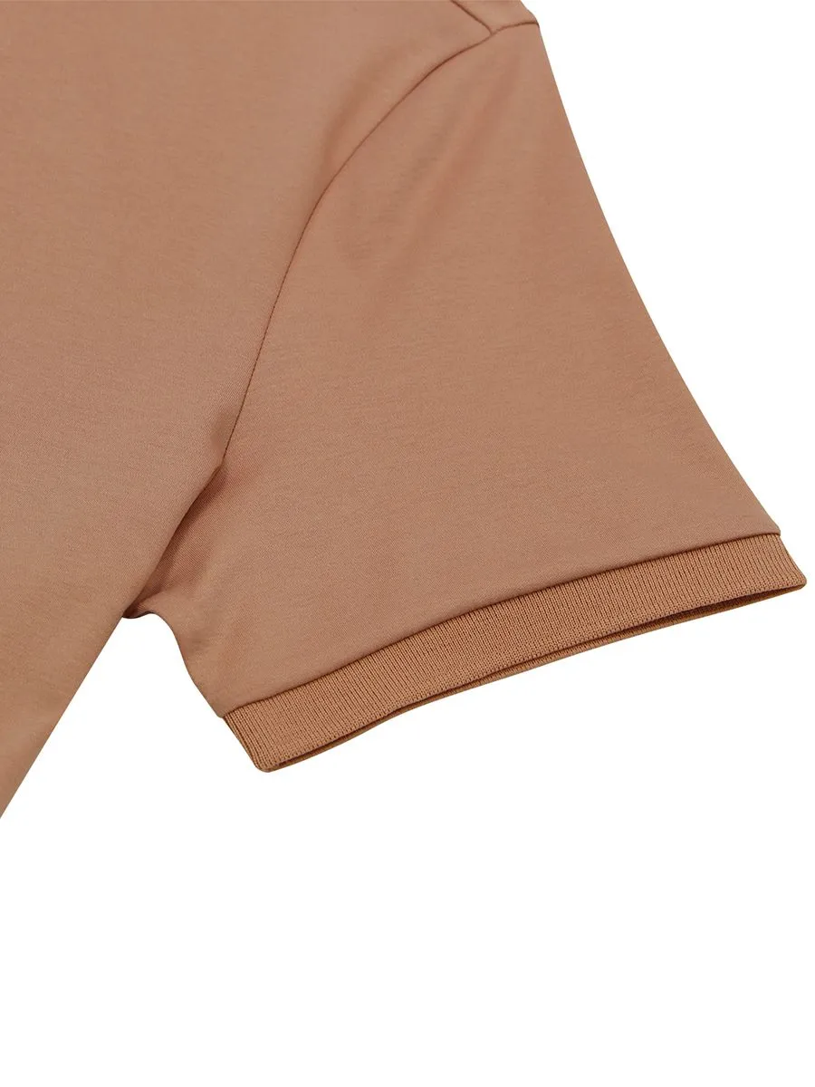 GIORDANO Men's Liquid Touch Polo Plum Purple Wistful Mauve Cork Brown