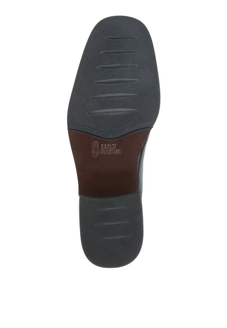 LUIGI BATANI Black Pristine Leather Formal Slip Ons