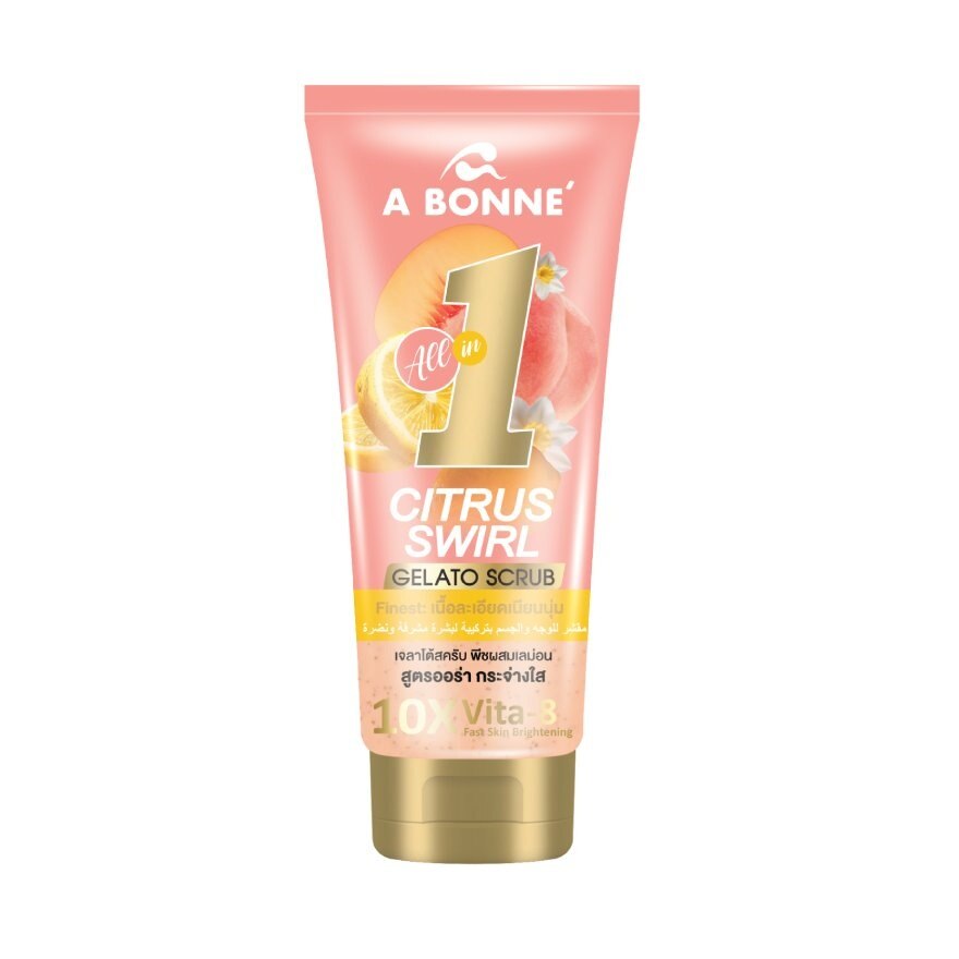 A Bonne' Face  Body Cream Scrub Peach  Lemon Brightening 300 G. - Peach
