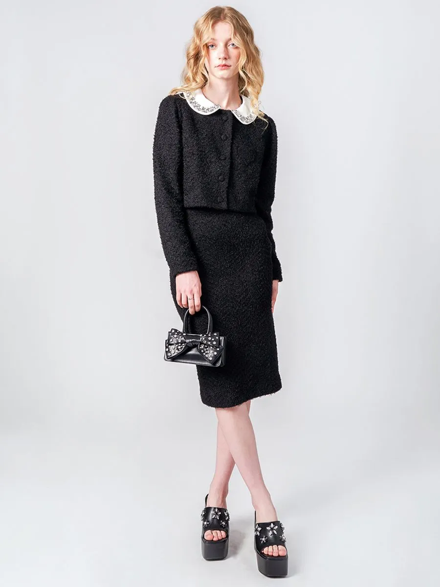 KLOSET (PF24) Women Knit Pencil Skirt Black