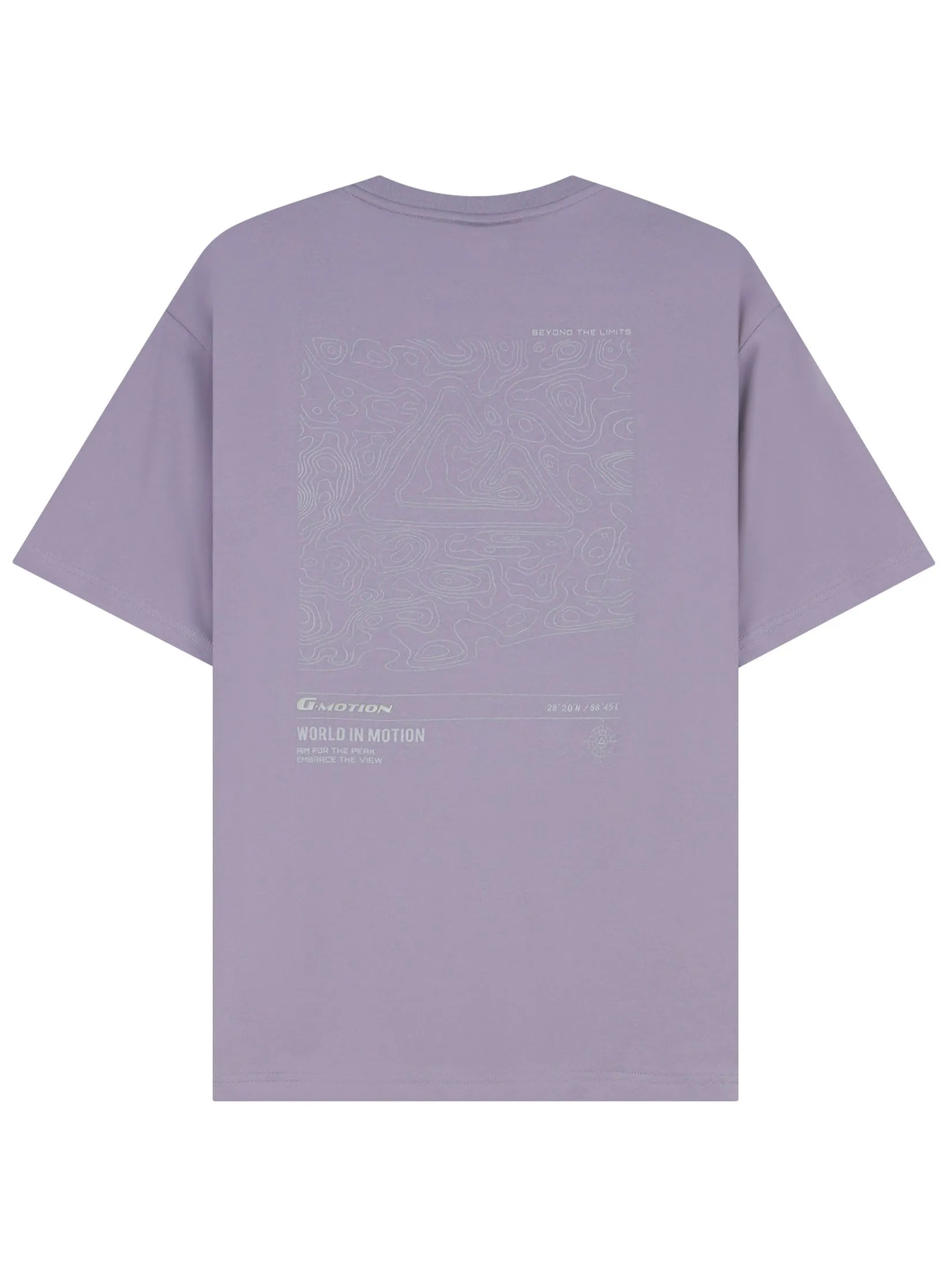 GIORDANO Men's Slim Jersey Sorona Printed Tee (G-Motion) Grey ridge Purple