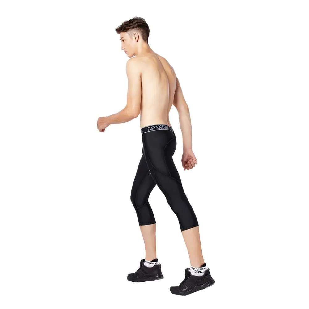 SPANDEX Black/Black-HP002-Compression 3/4 pants