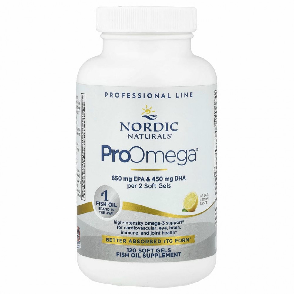 Nordic Naturals, ProOmega, лимон, 1000 мг, 120 мягких таблеток
