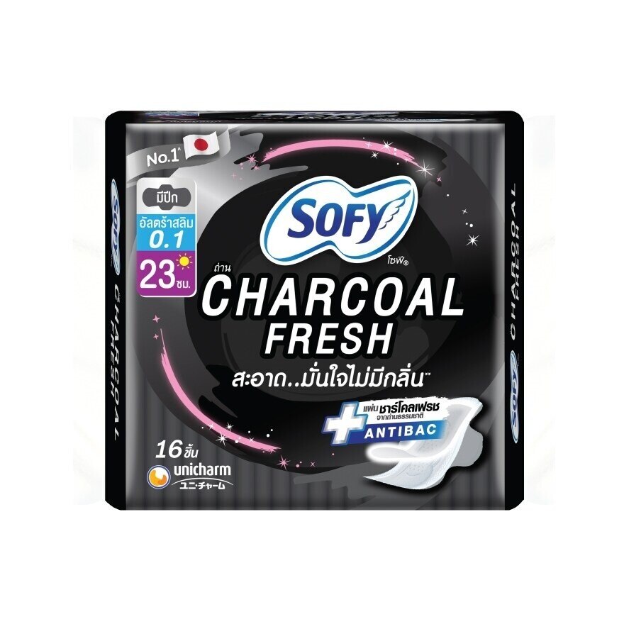 Sofy Than Charcoal Fresh UltraSlim 0.1 Wing 23 cm. 16 Pcs.