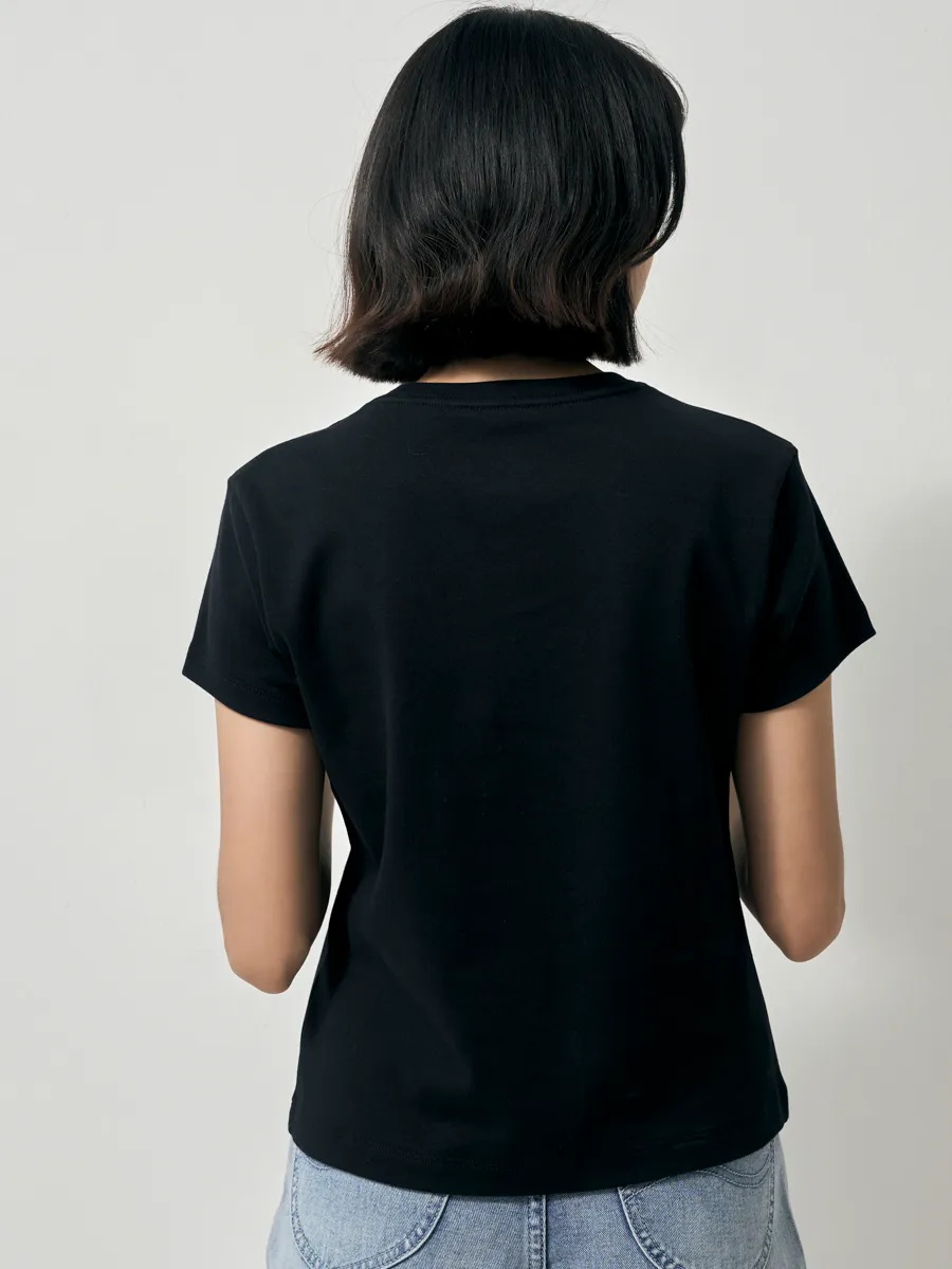 LEE Women s Tee Short Sleeve Lee Pink Collection Regular Fit Black