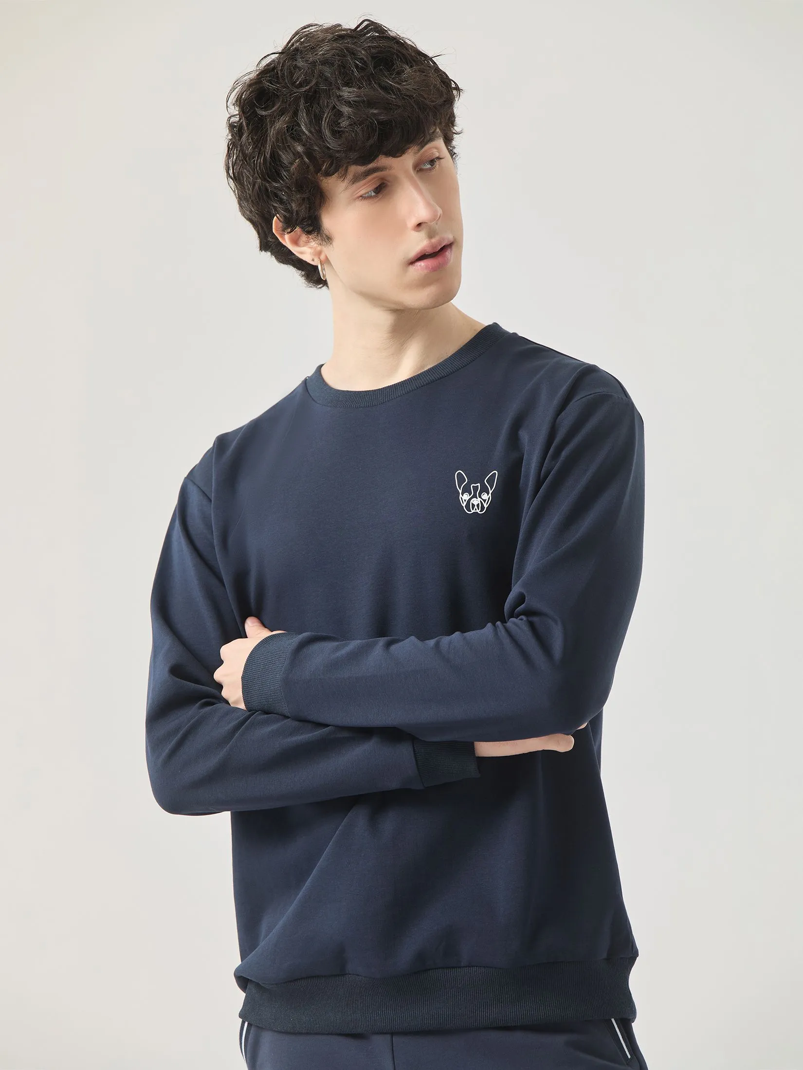 ESP Frenchie Sweatshirt Men Navy Blue