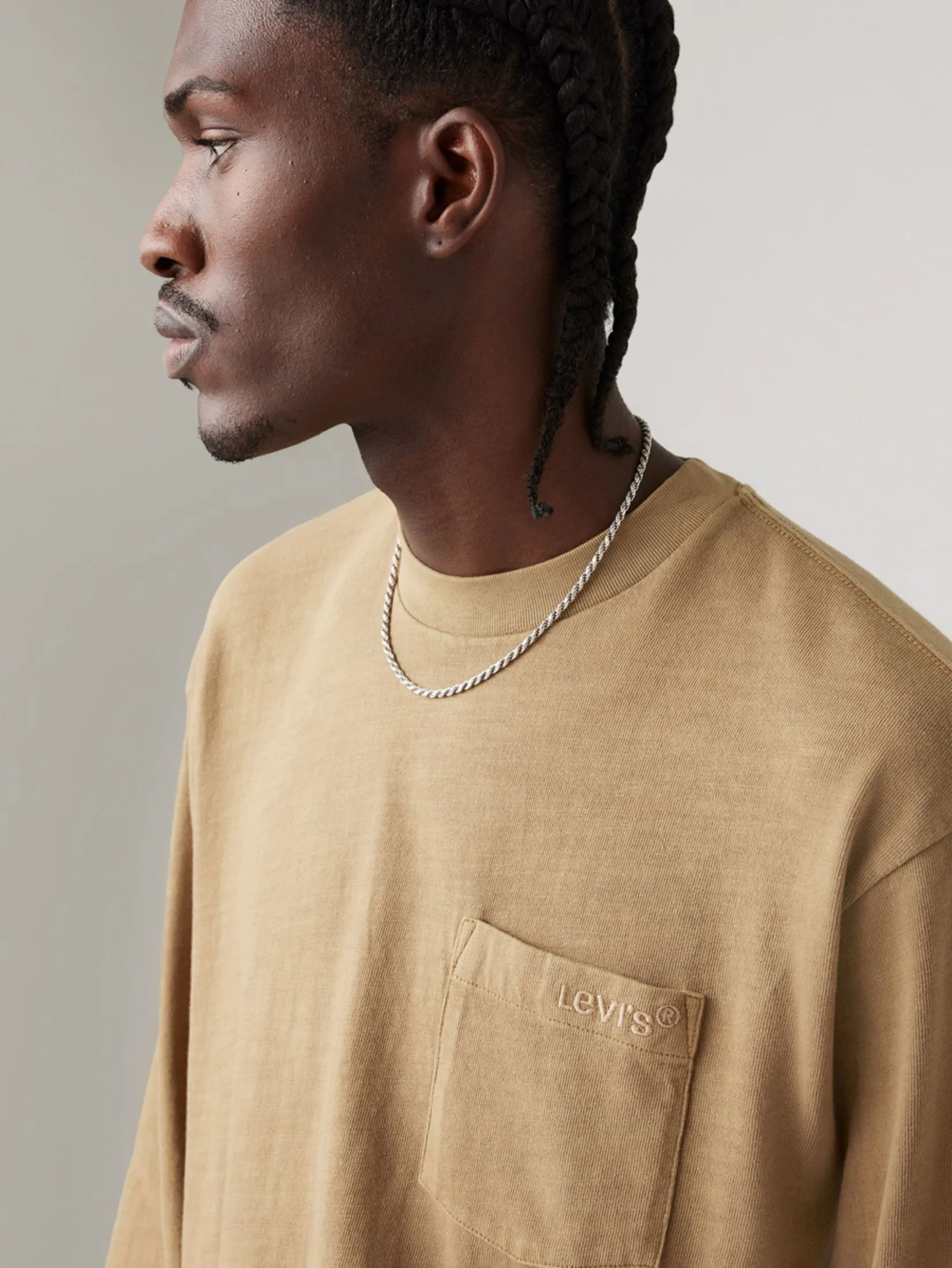 LEVI'S Men's Long-Sleeve Authentic Pocket T-Shirt Yellow