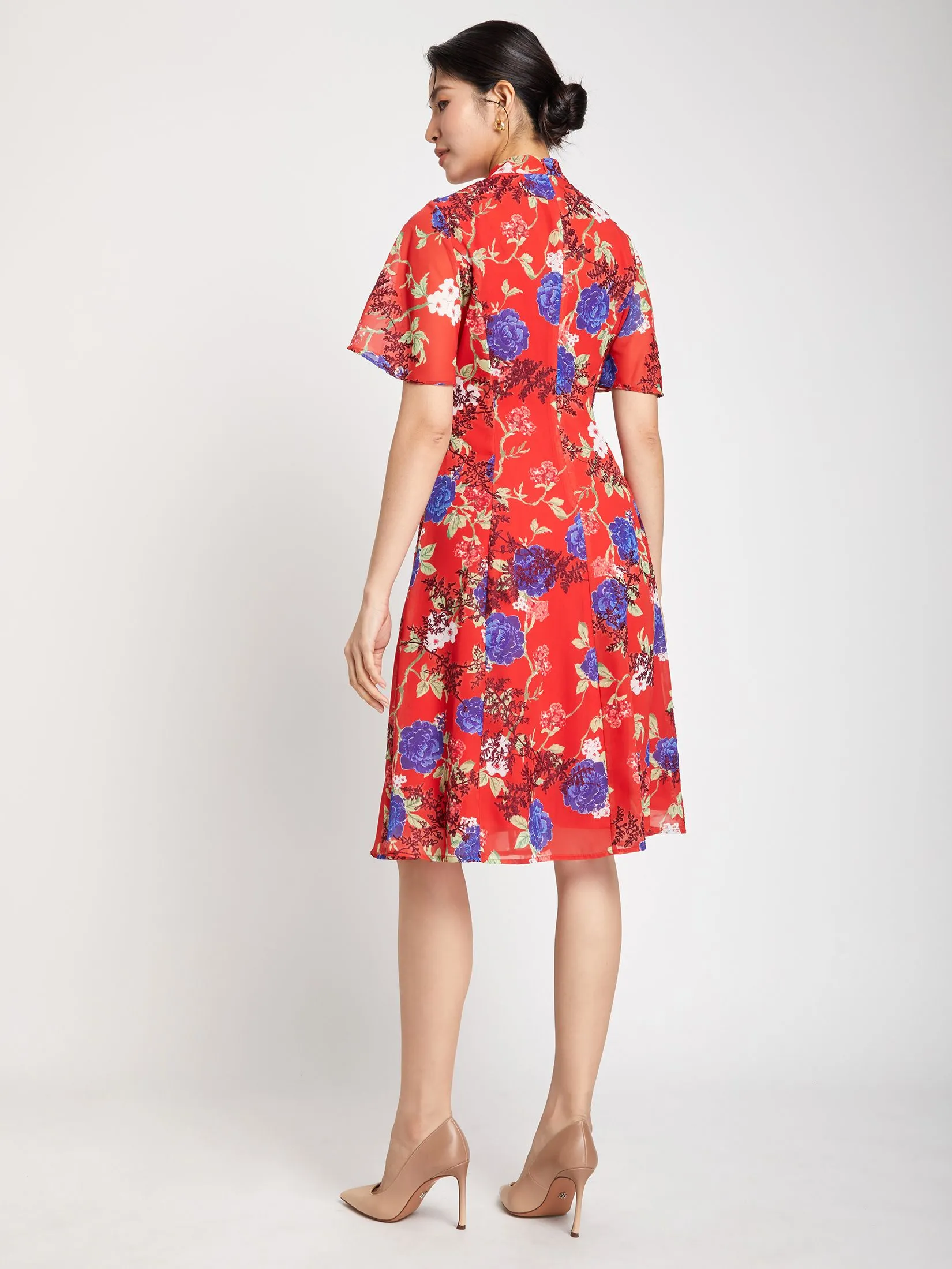 EXPRESSIONS EVENING Women Dress Short Sleeves High Neckline CNY