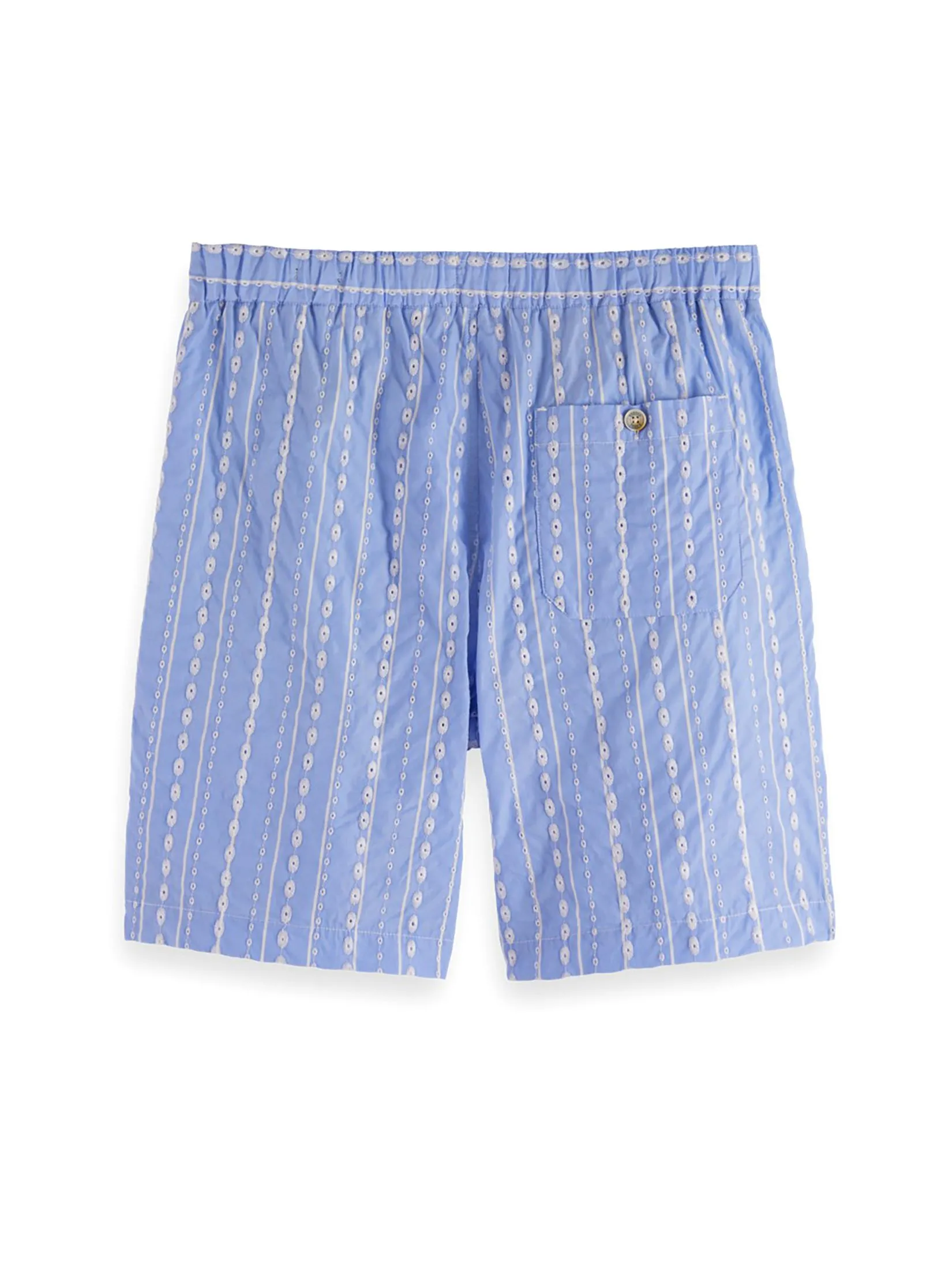 SCOTCH&SODA Men Bermuda Short Twilt - Striped & Embroidered Seersucker Sky Blue