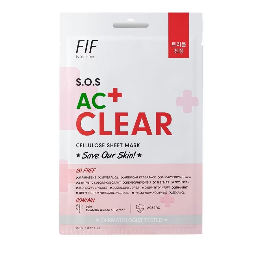 FIF by Faith in Face S.O.S AC Clear Cellulose Sheet Mask 1'S - Red