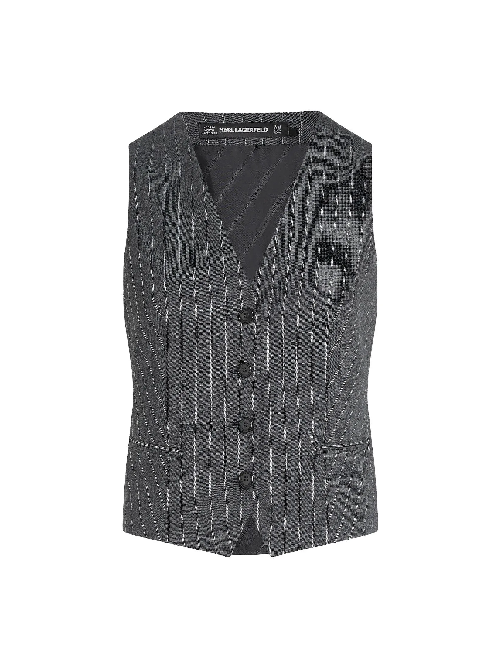 KARL LAGERFELD RTW-1 PINSTRIPE WAISTCOAT QUIET SHADE Size - 40 EU