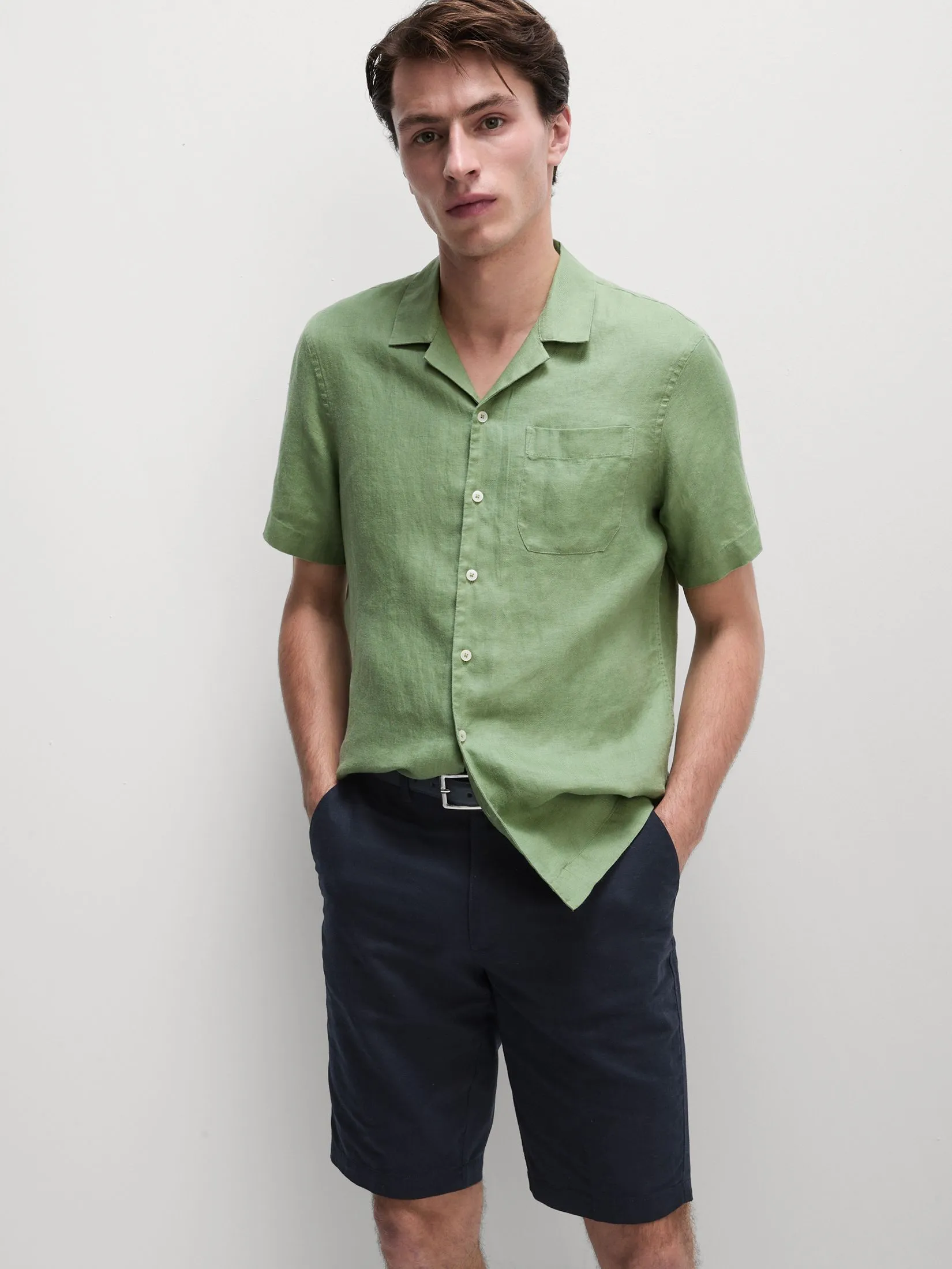 MARKS & SPENCER Men Chino Shorts Regular Fit Linen Blend