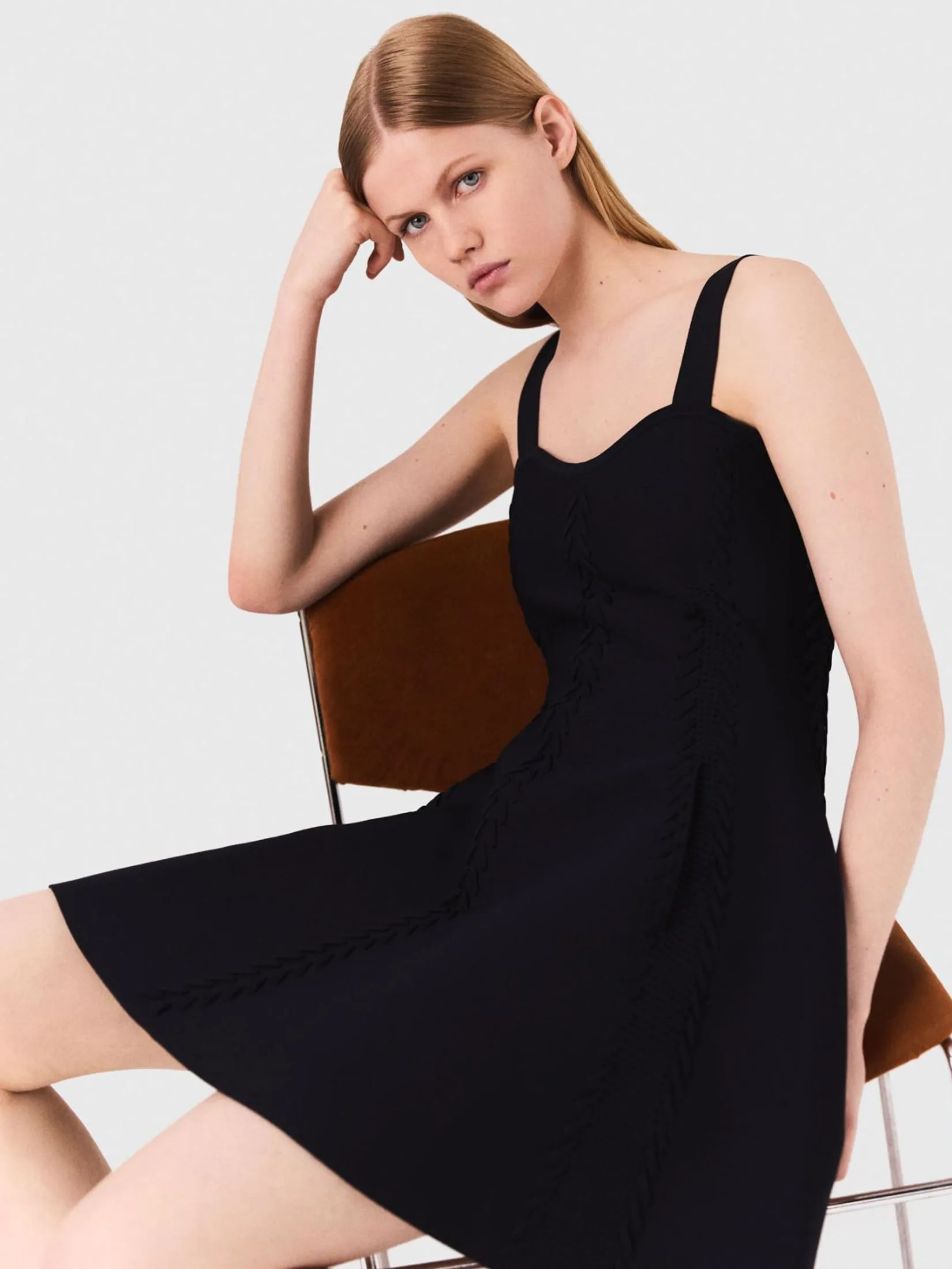 MAJE Women Dress Short Knitted Babydoll