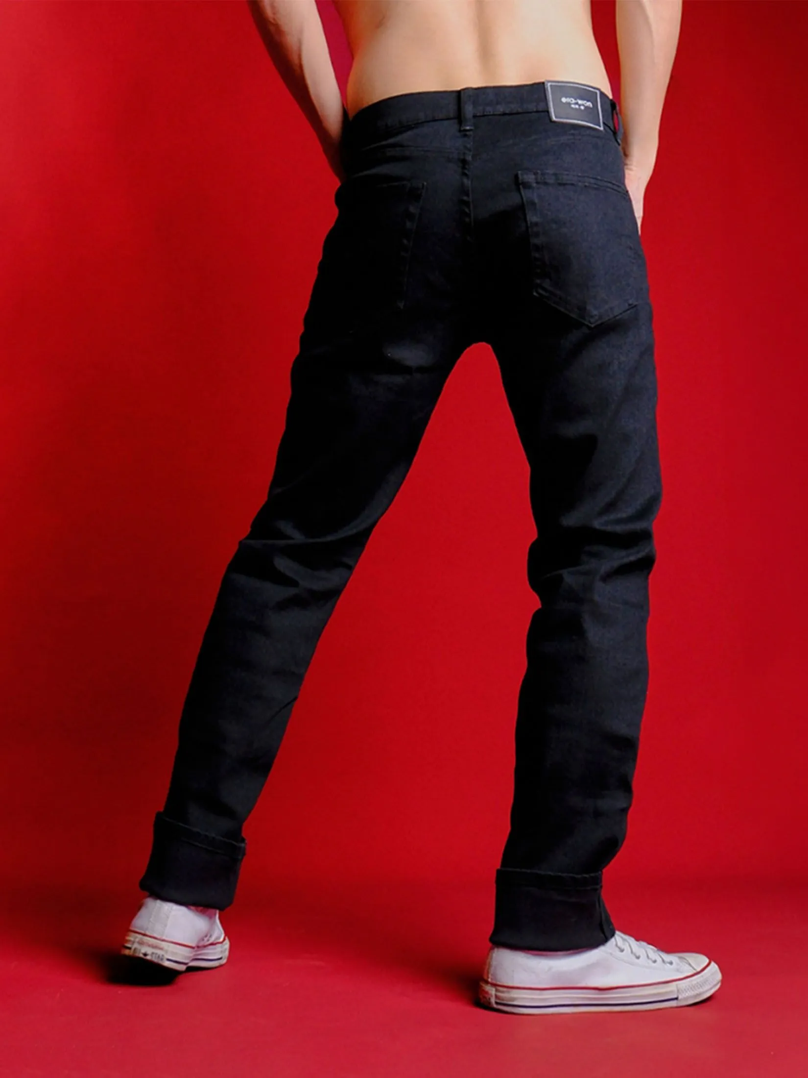 ERA-WON Men's Denim Slim Jeans Black legend