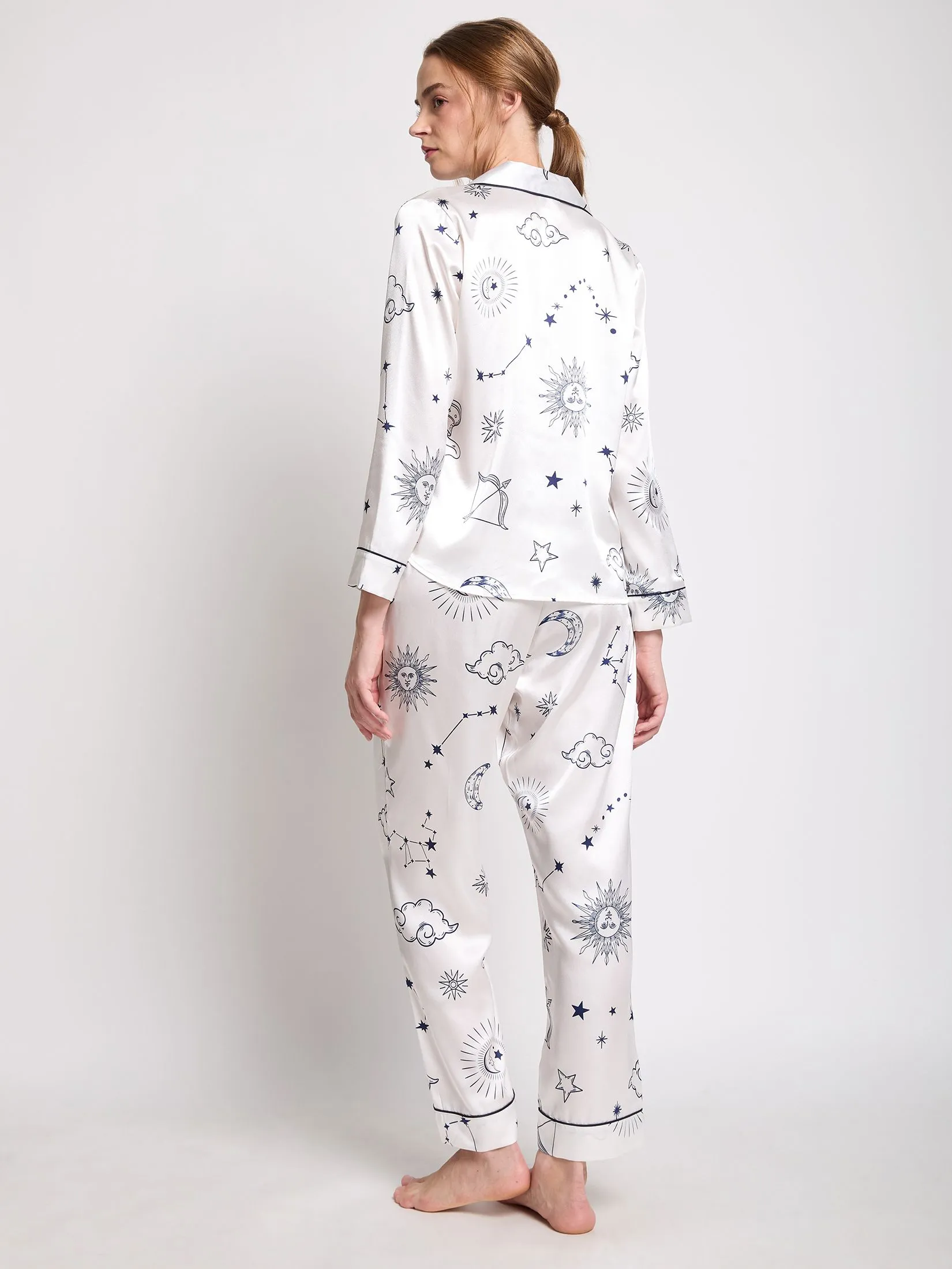MARIA VICTORIA Women Pajamas Shirt Long Sleeves + Pants Off White