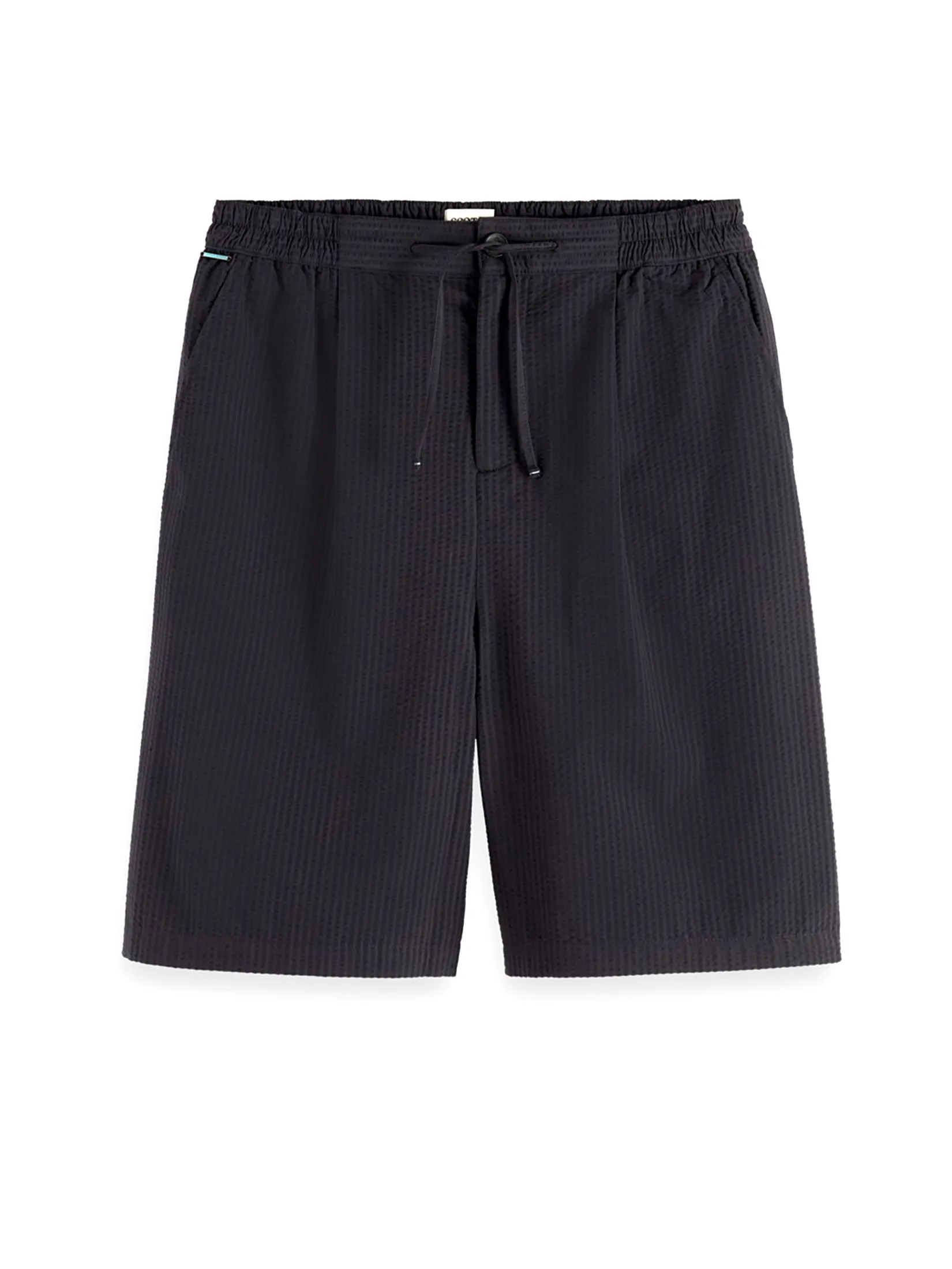 SCOTCH&SODA Men Bermuda Short Loose Fit Pleated Seersucker Washed Black