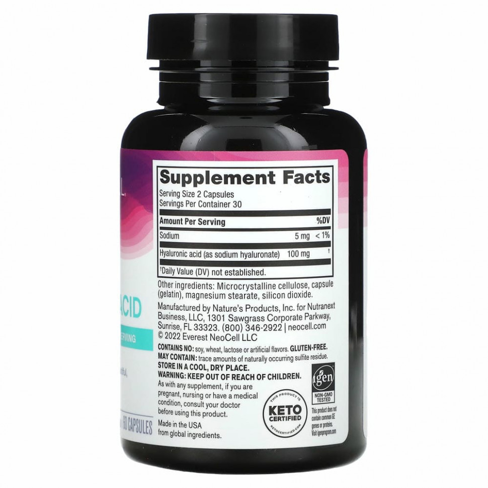 Neocell, гиалуроновая кислота, 50 мг, 60 капсул