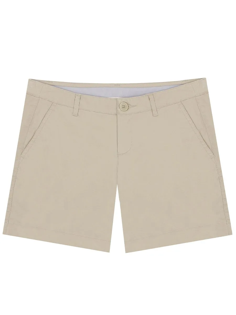 GIORDANO Women's Twill Mid-Rise Slim Fit Pocket Shorts (180 Elastic Waistband) rockery khaki Size - 25 EU