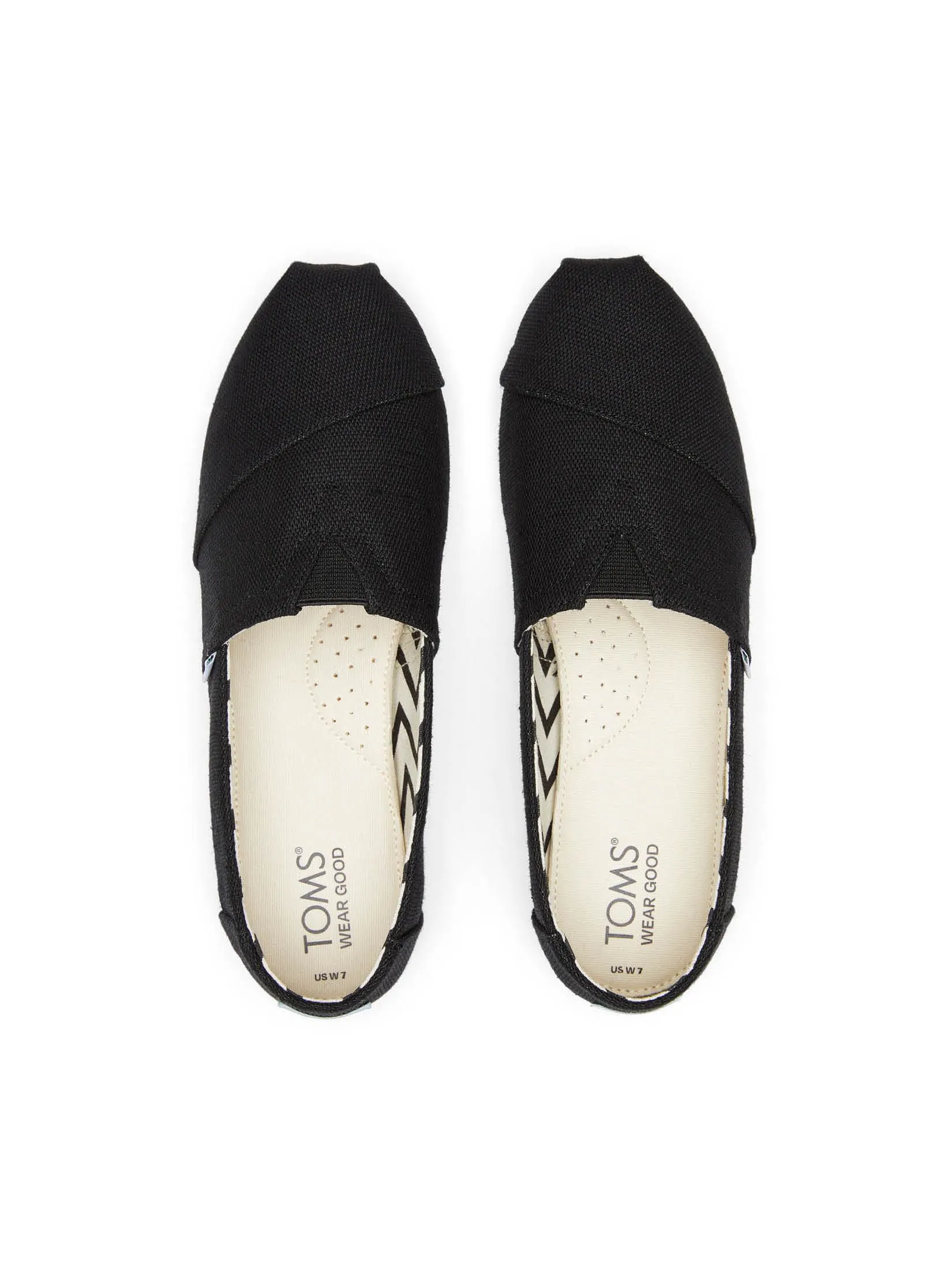 TOMS Women Shoe Slip On Alpargata Black Heritage Canvas
