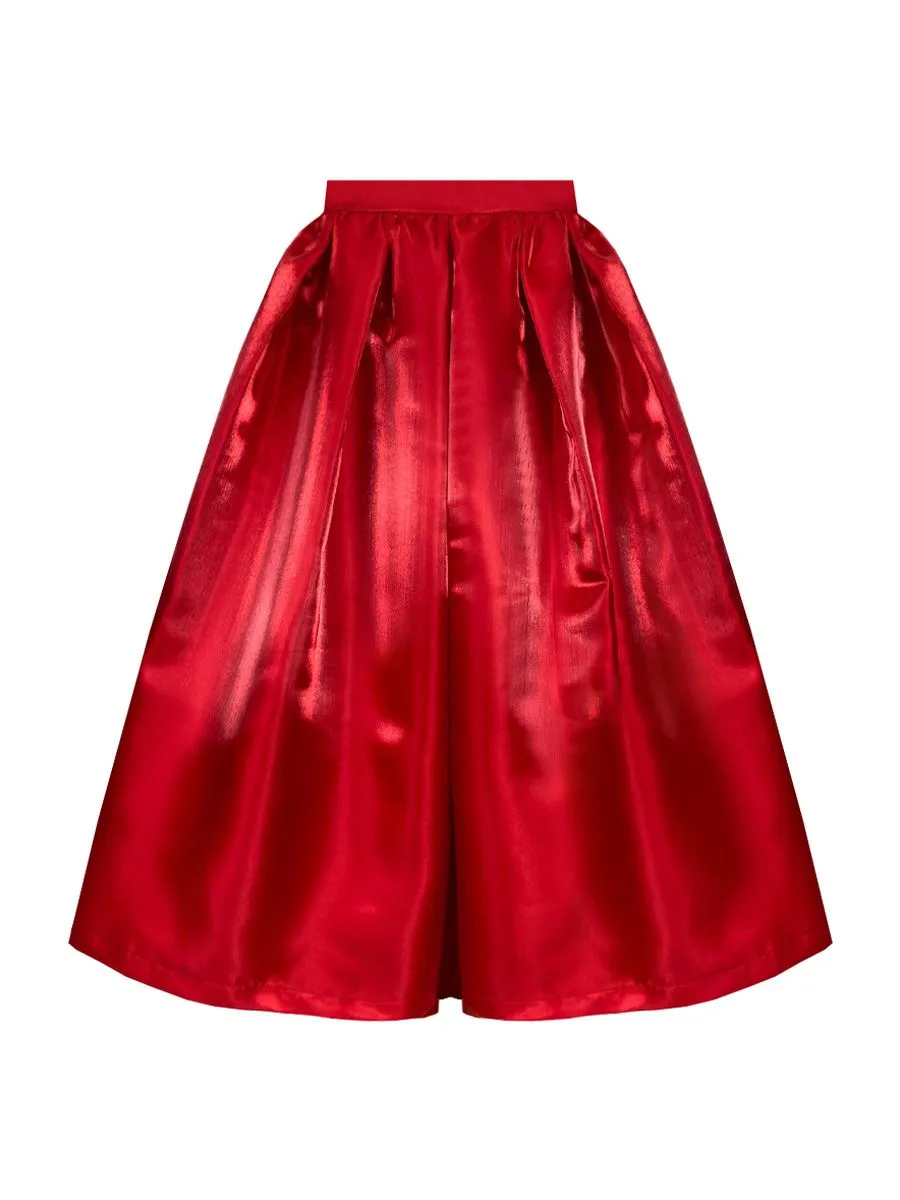 ICONIC WOMAN RED GLOSSY MAXI SKIRT