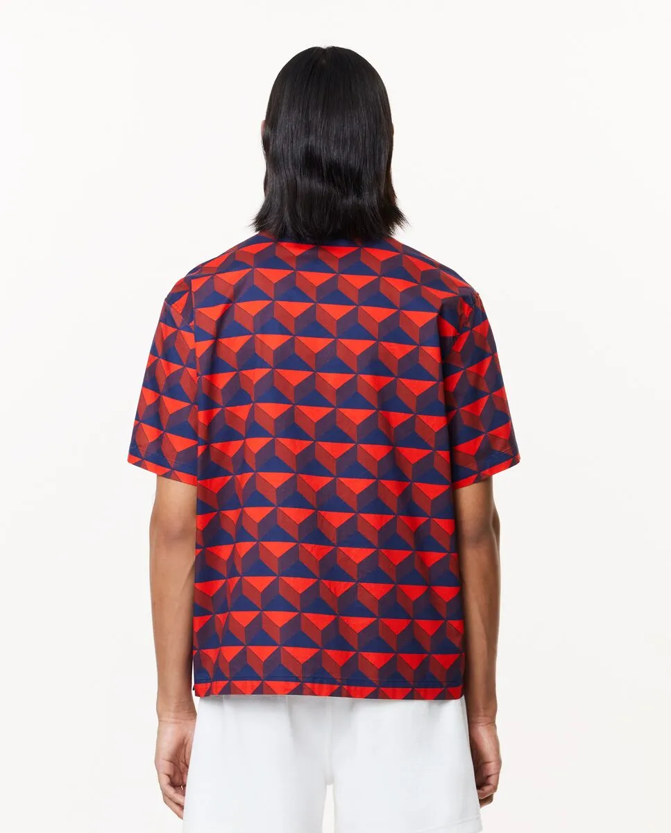 LACOSTE Short Sleeved Robert George Print Shirt Red