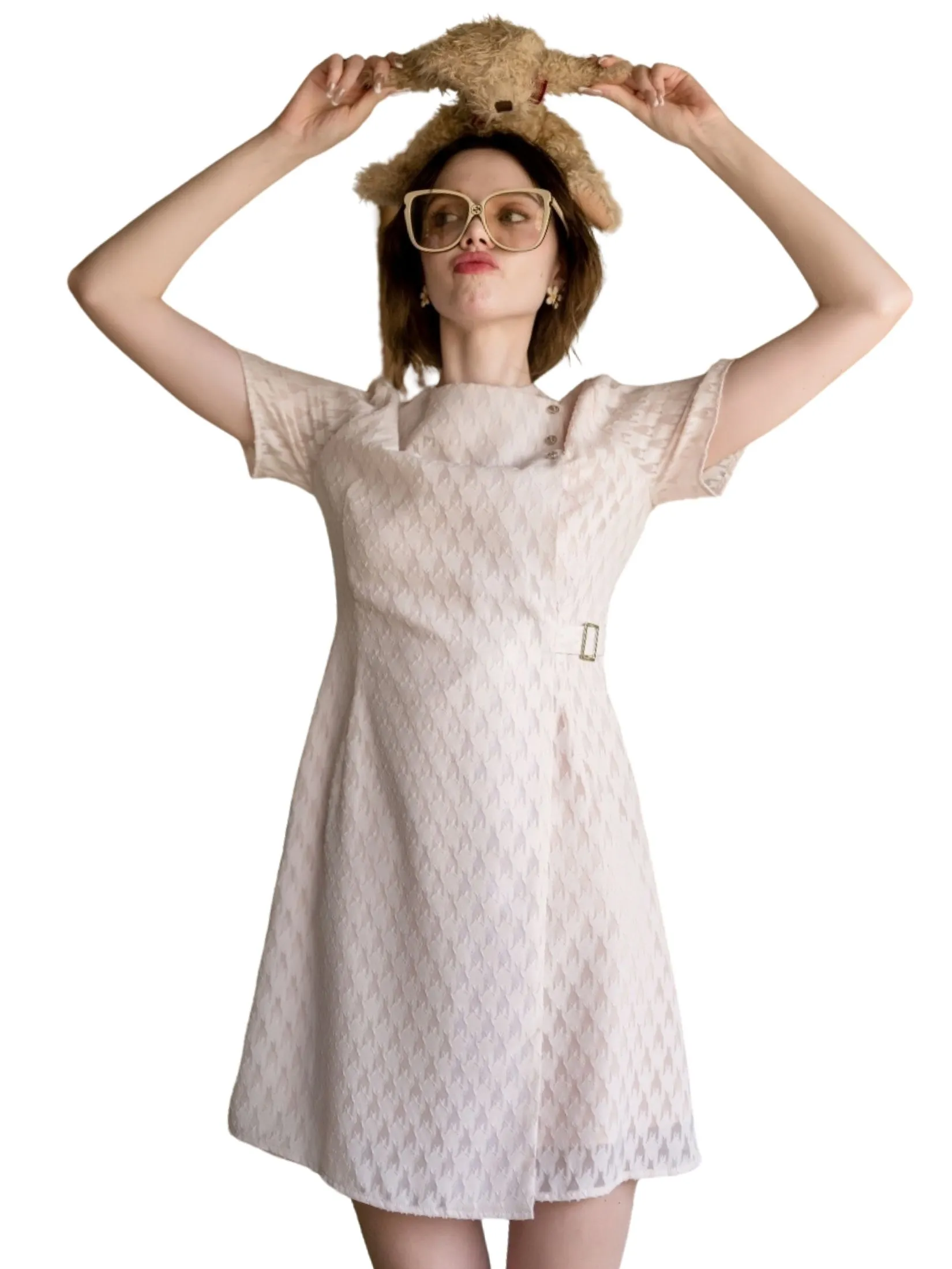 AMILA Women Dress Short Sleeves Uragiri Cream