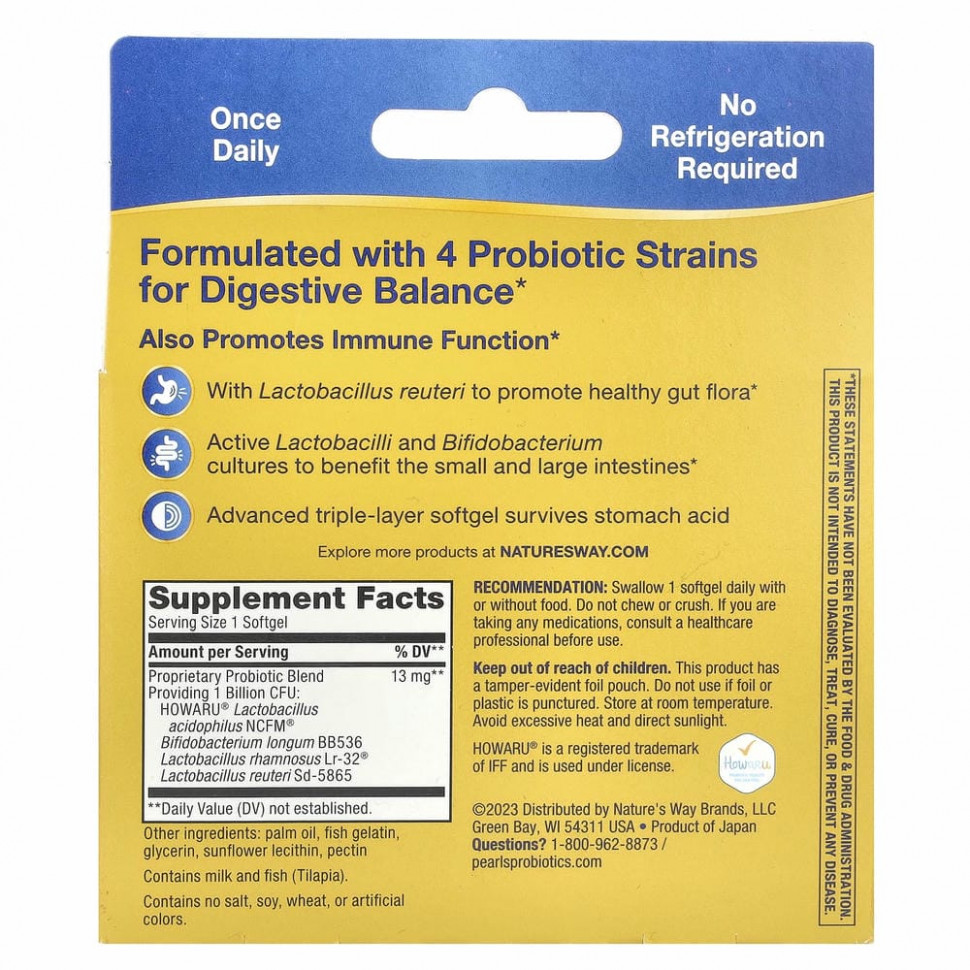 Nature's Way, Primadophilus Reuteri Pearls, 60 капсул