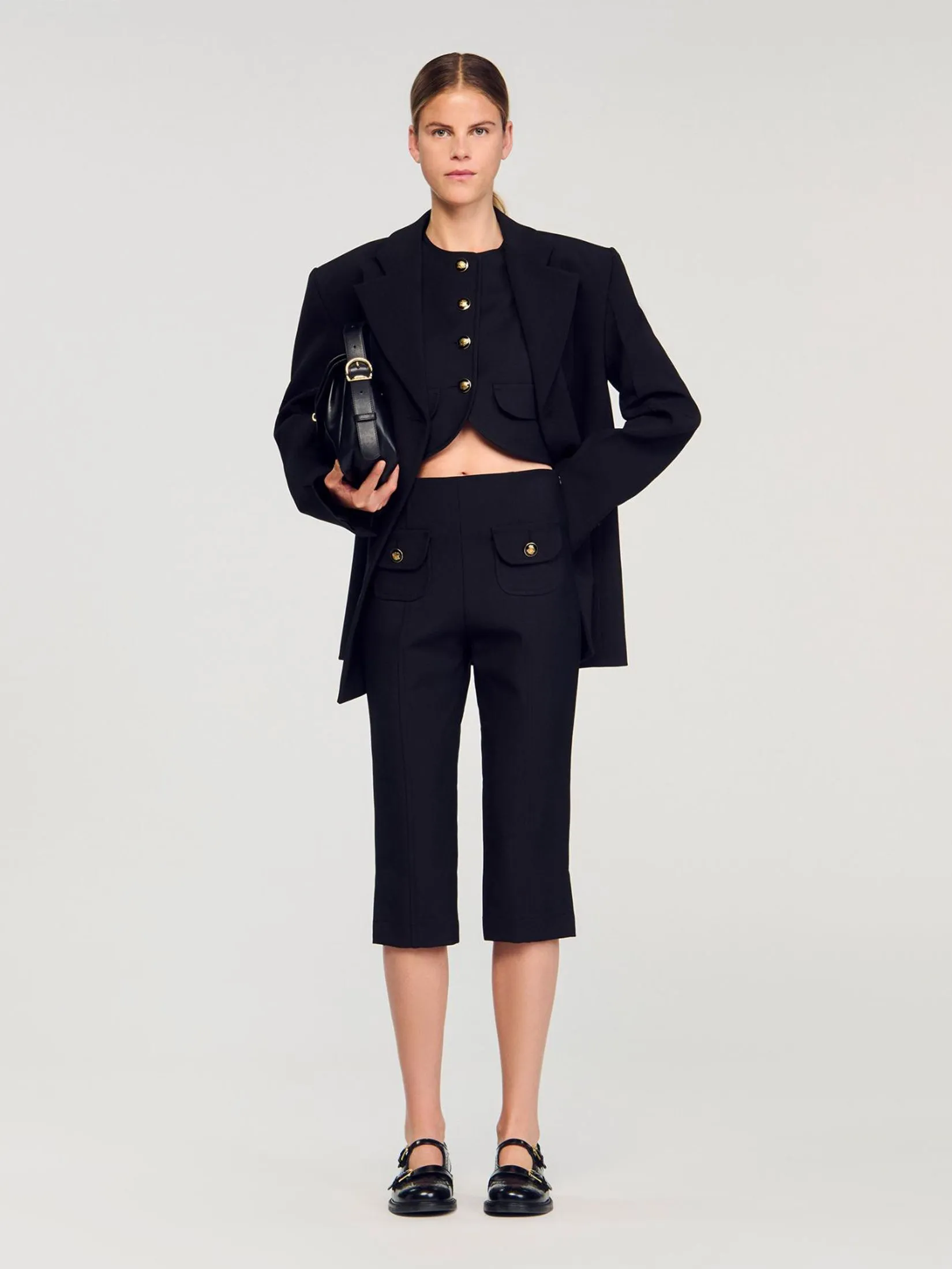 SANDRO Buttoned Crop Top