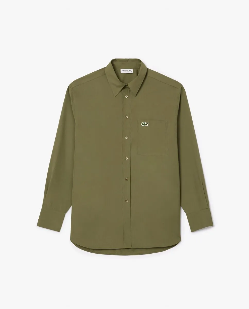 LACOSTE Oversized Poplin Shirt Green