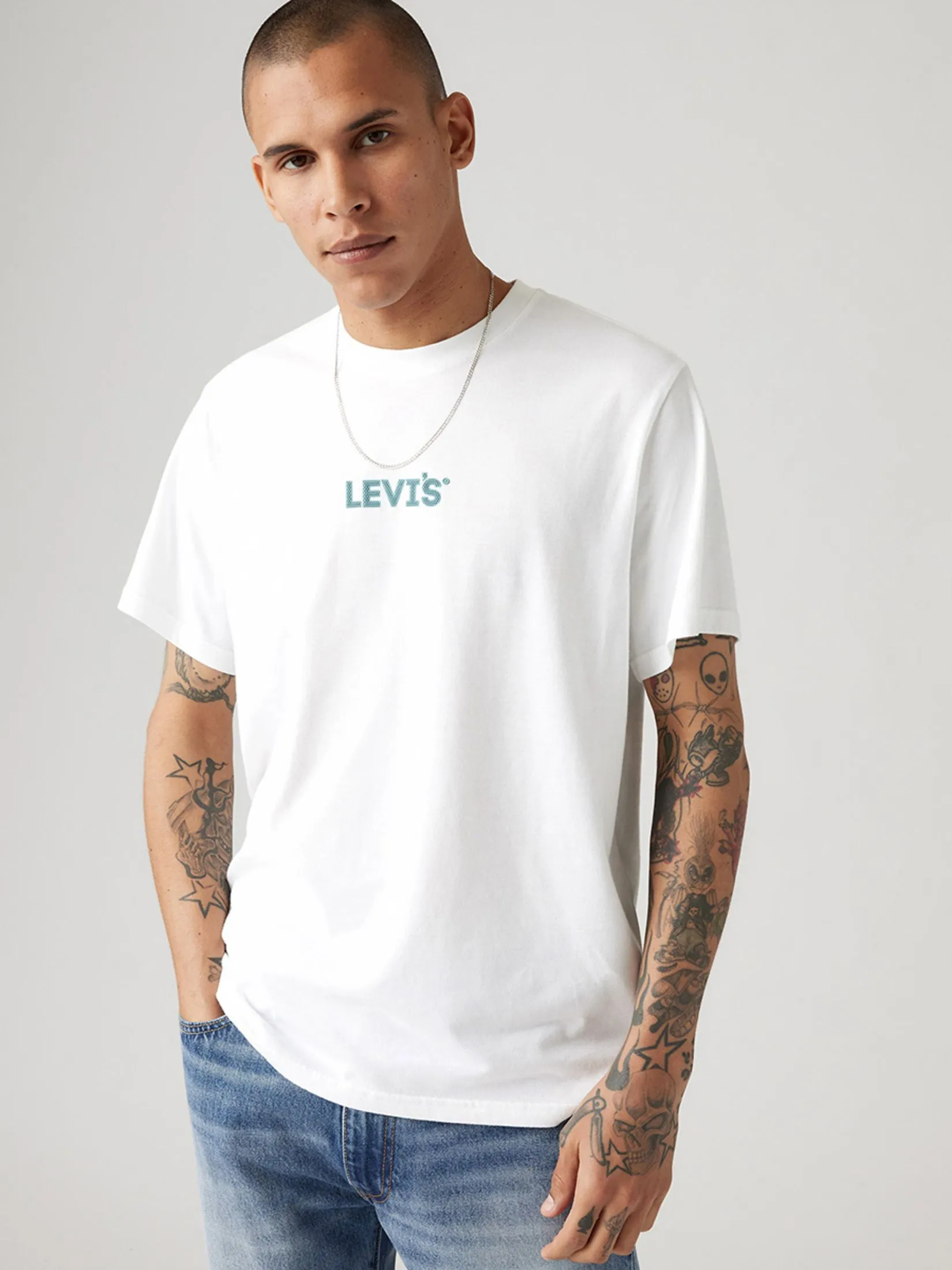 LEVI'S Men's Relaxed Fit Short-Sleeve Graphic T-Shirt White