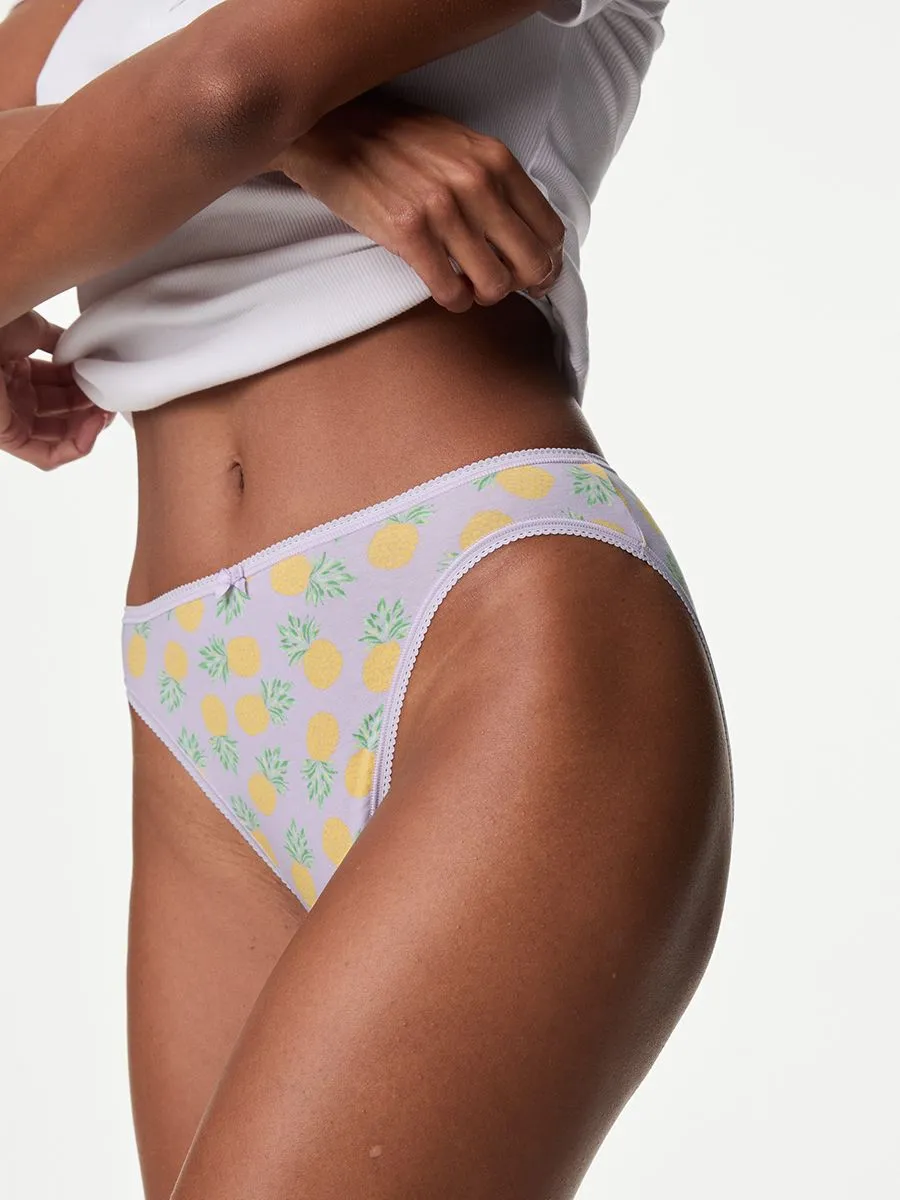 MARKS & SPENCER Women High Leg Knickers Cotton Lycra 5pk Yellow Mix