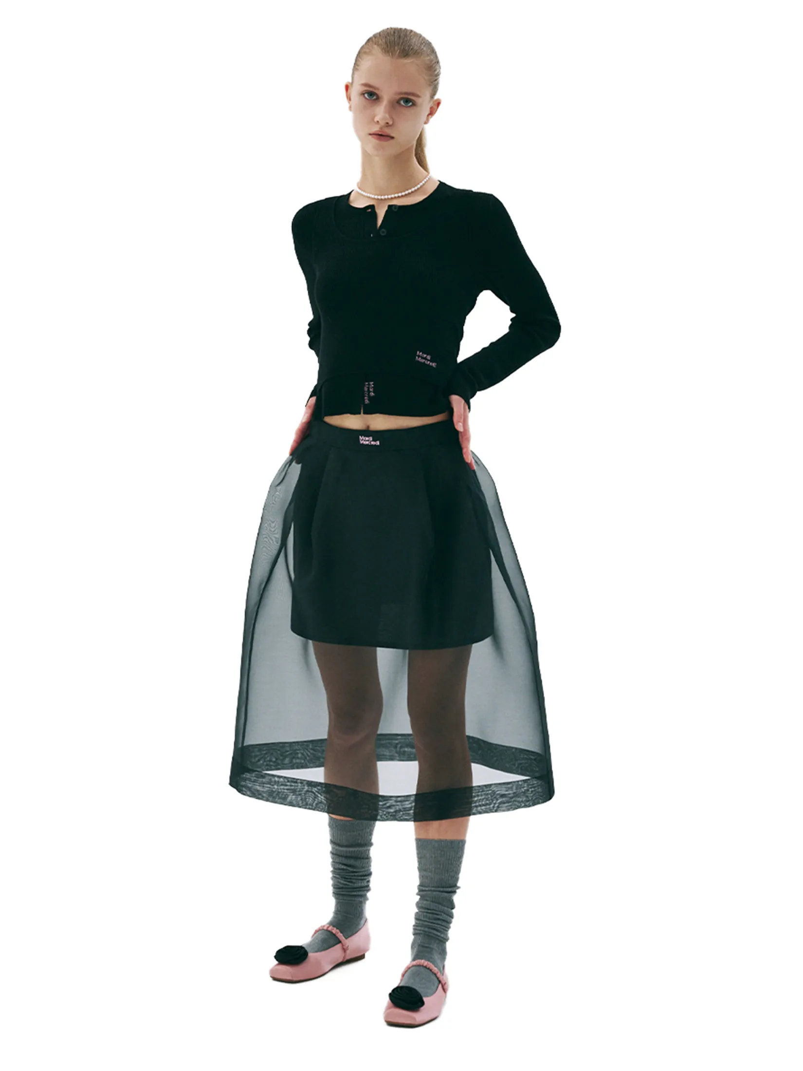 MARDI MERCREDI See-Through Layered Skirt Black M